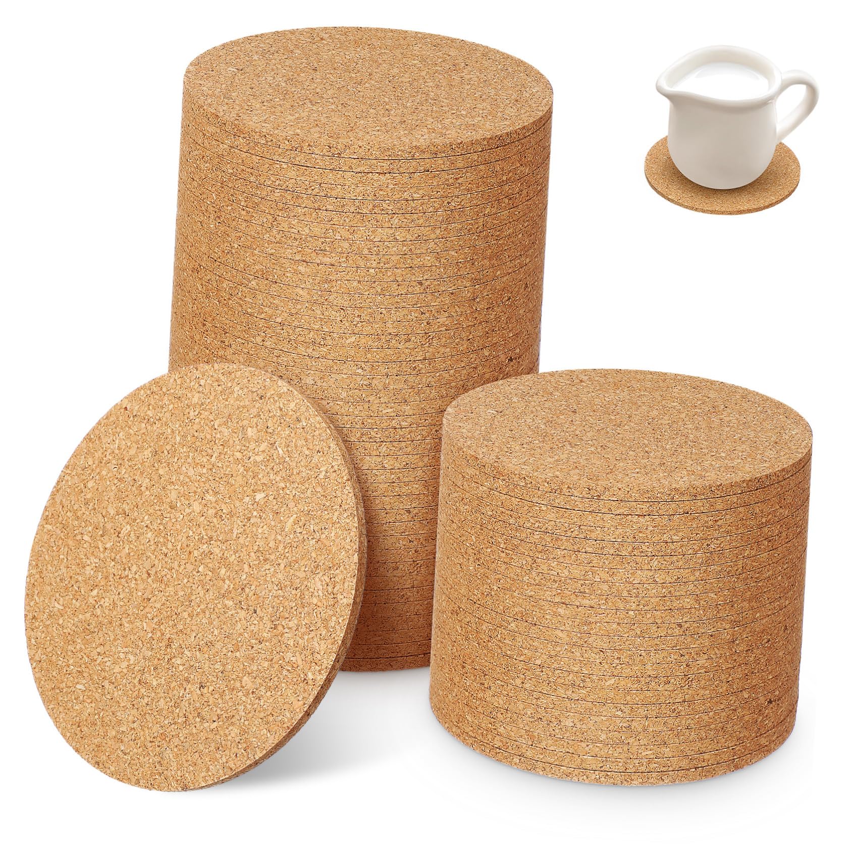 VICASKY 100 pièces Lot de Dessous de Liège Ronds Antidérapants et Isolants pour Boissons Protège-Table Léger et Résistant