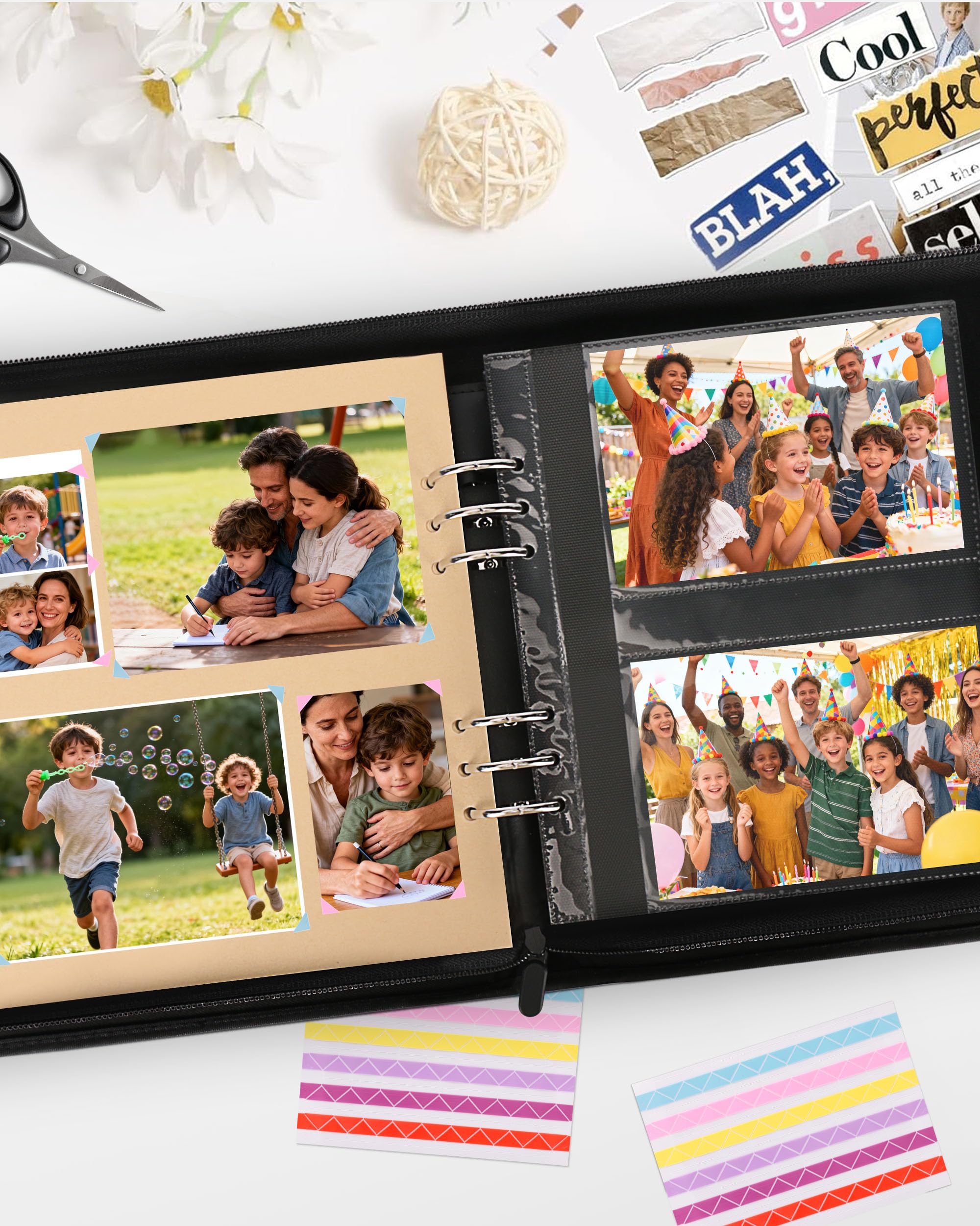 Skórzany album na zdjęcia, 10 x 15 cm, 200 zdjęć, zamykany na zamek błyskawiczny, z 50 stronami i 30 pustymi albumami do scrapbookingu, pamiątkowy pamiętnik, fotoksiążka dla rodziny, na ślub, dla