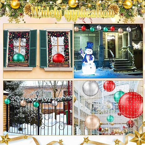 Miniatura 6 de 4 adornos de Navidad para exteriores, bolas de plástico de Navidad de 12 pulgadas, grandes adornos de Navidad para exteriores, decoraciones de