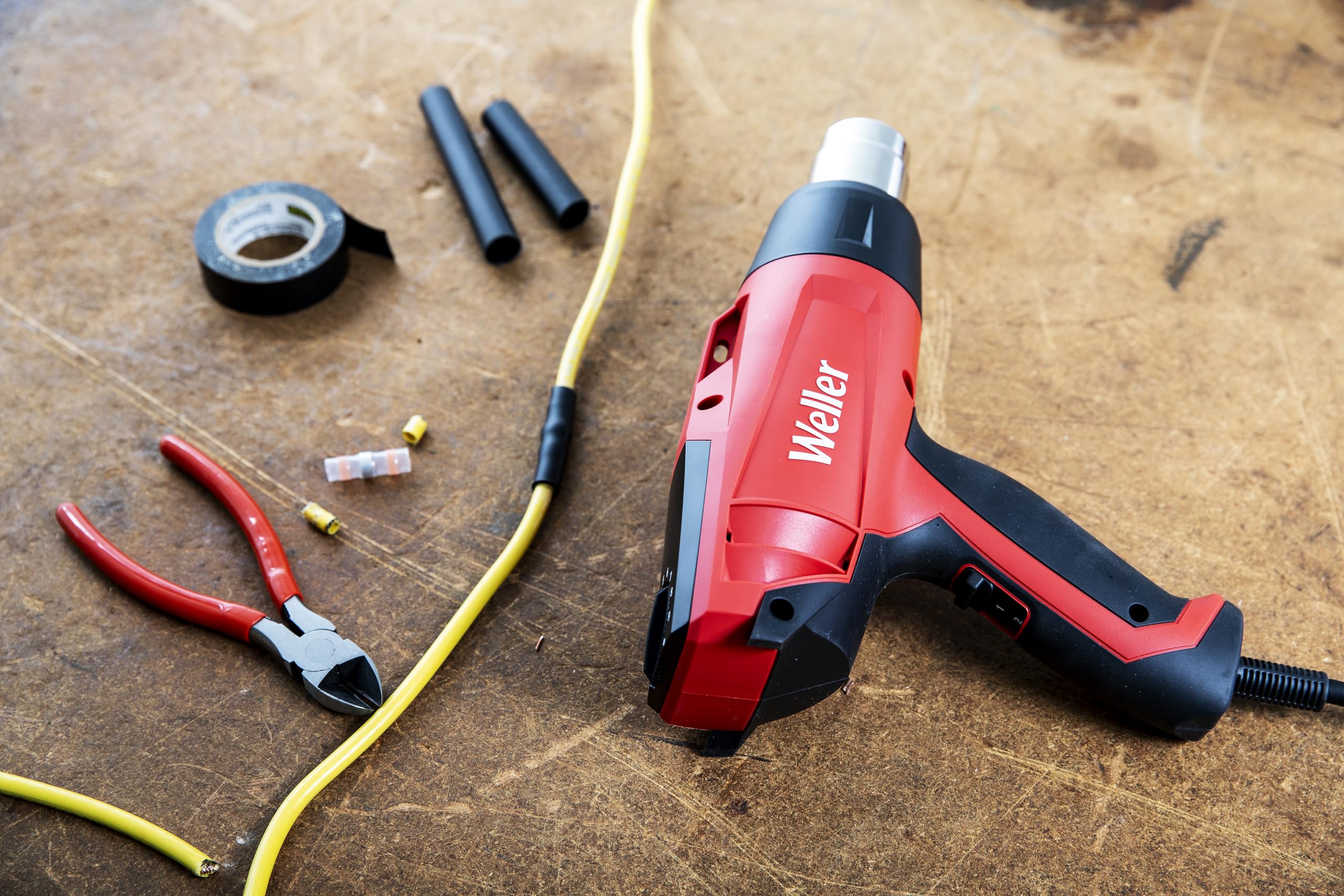 Weller WLHG2023C Heißluftpistole 2000 W / 230 V – Heißluftgebläse mit stufenloser Temperaturregelung, schnellem Aufheizen, Überhitzungsschutz und Standfuß für freihändiges Arbeiten