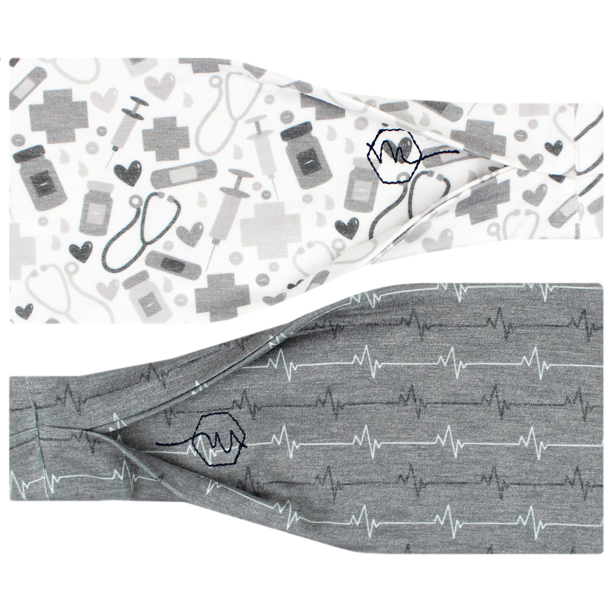 Maven ThreadWide Sports Headbands for Women - Thick 4" Non-Slip Sweatbands for Running, Gym, Yoga, and Athletic Workouts 2pk