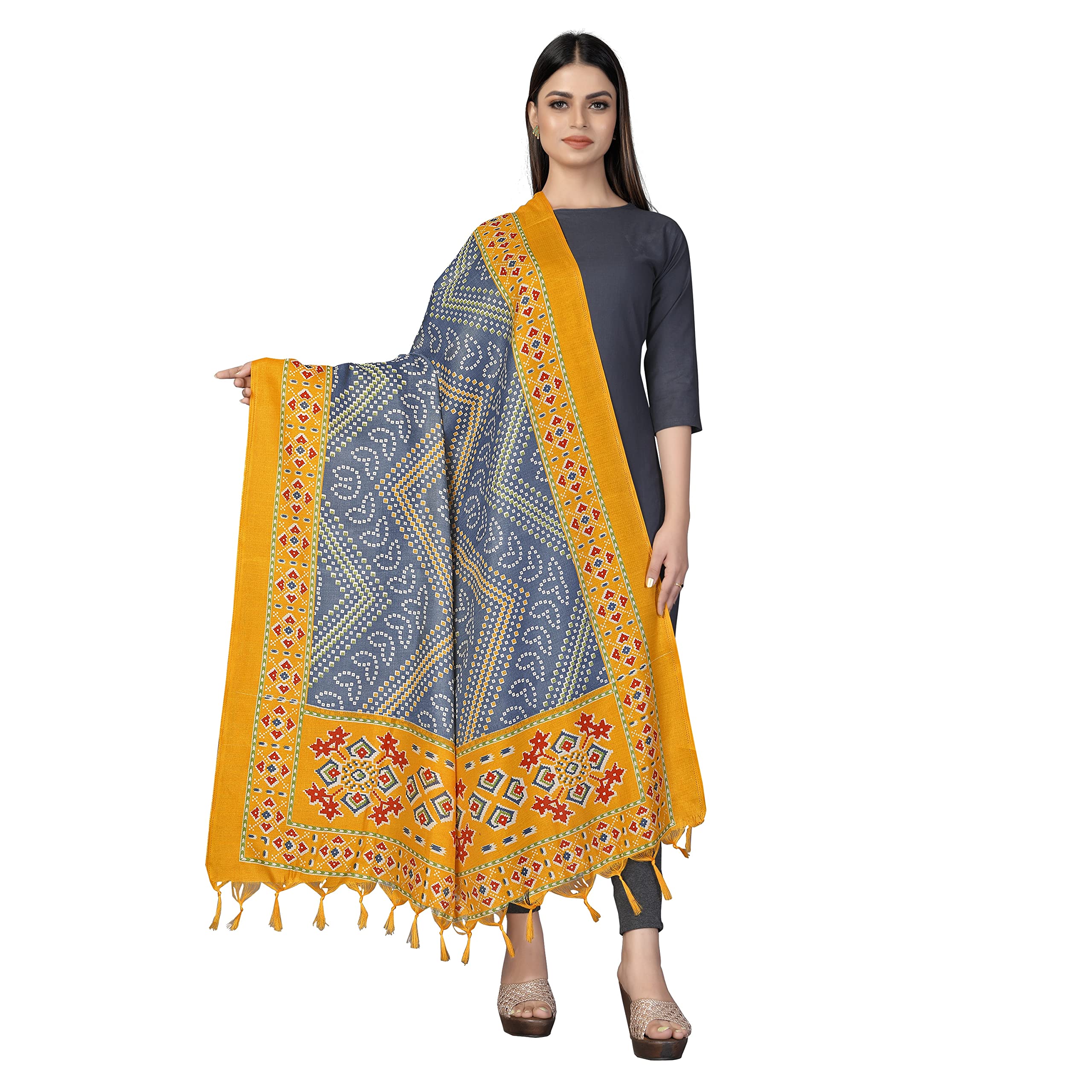 Sidhidata Women's Bandhani Printed Khadi Cotton Silk Dupatta (2.25 Mtr)