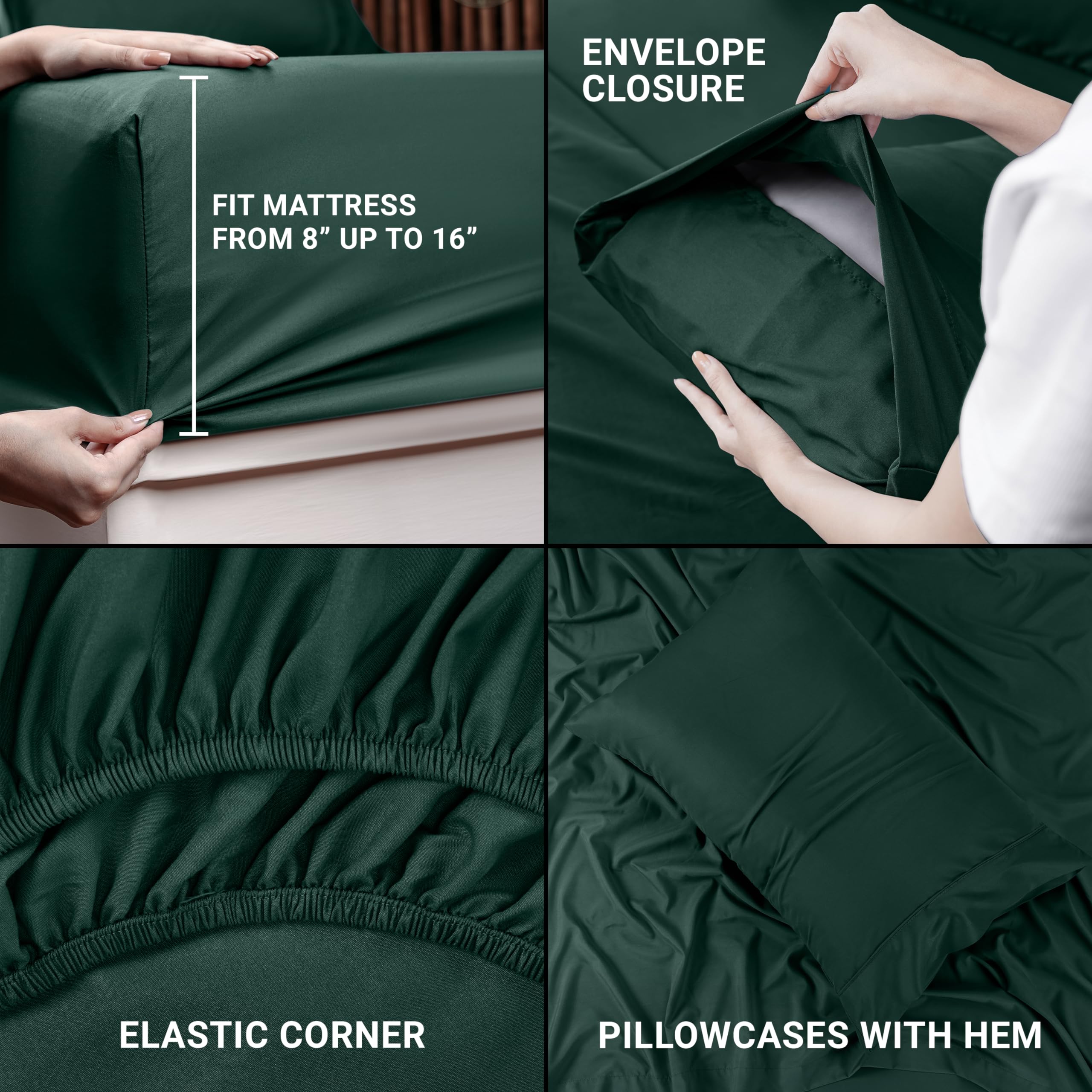 Utopia Bedding Twin Sheets - 3 Piece Bedding - Brushed Microfiber - Shrinkage and Fade Resistant - Easy Care (Twin, Emerald) - Image 3