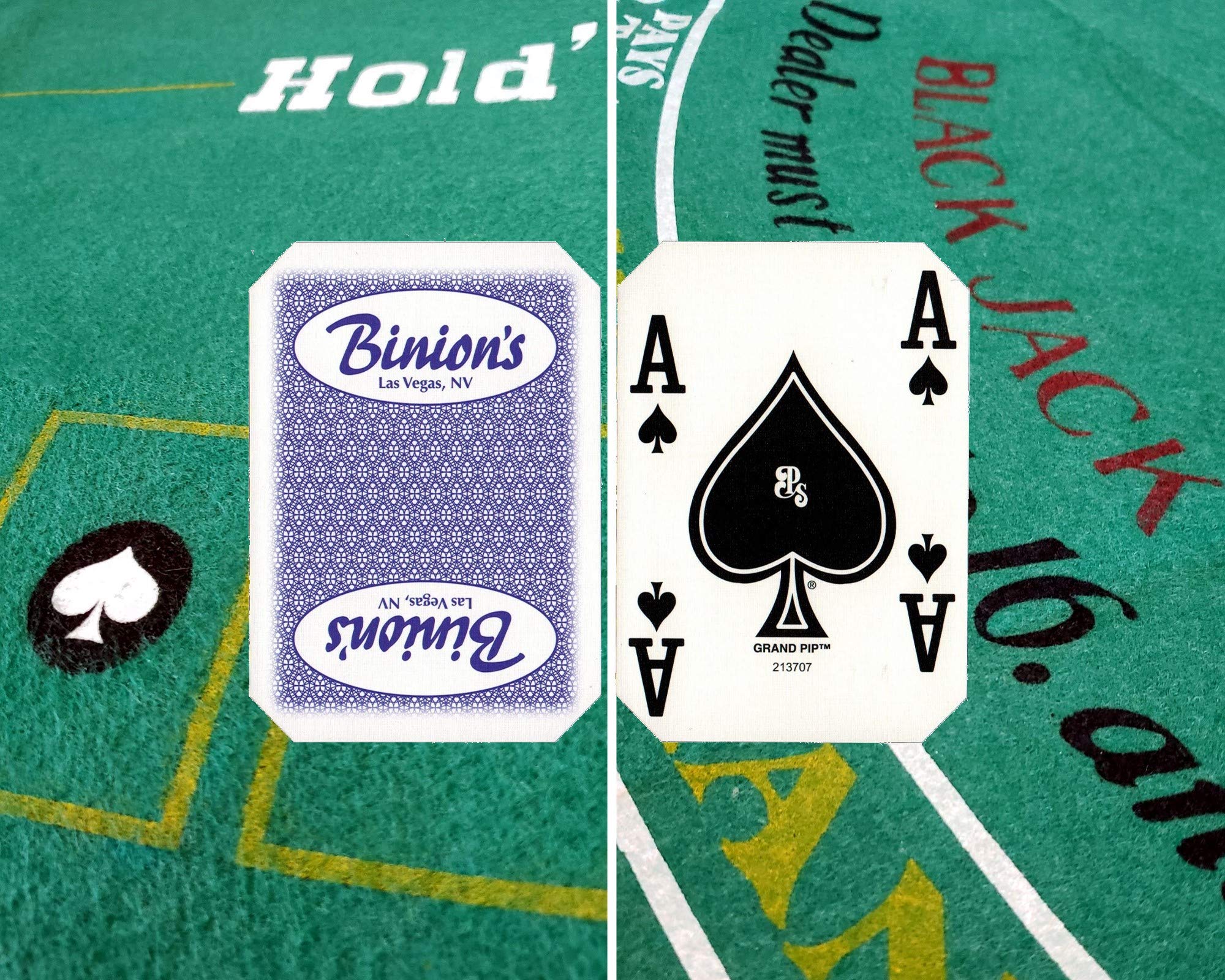 Cyber-Deals Blackjack & Texas Hold’em Poker 2-Sided Premium Felt Layout 90cm x 180cm with Authentic Las Vegas Casino Table-Played Card Deck - Binion's (Purple)