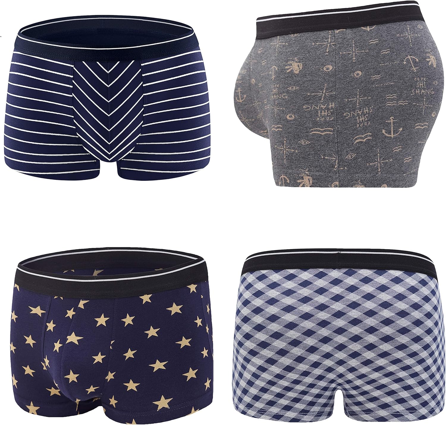 ADOLPH Men's Bamboo Viscose Multi Pack Boxer Briefs with Support Pouch, Comfortable & Breathable Sport Underwear