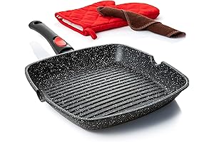 Square Moss and Stone Grill Pan for Indoor Cooking