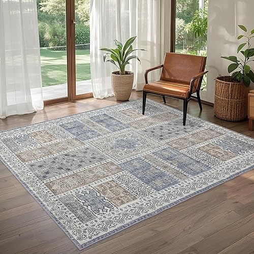 Miniatura 9 de Alfombras de área lavables de 6 x 9: alfombra oriental suave para sala de estar y dormitorio, no se desprende, alfombra fina de pelo bajo para Verde
