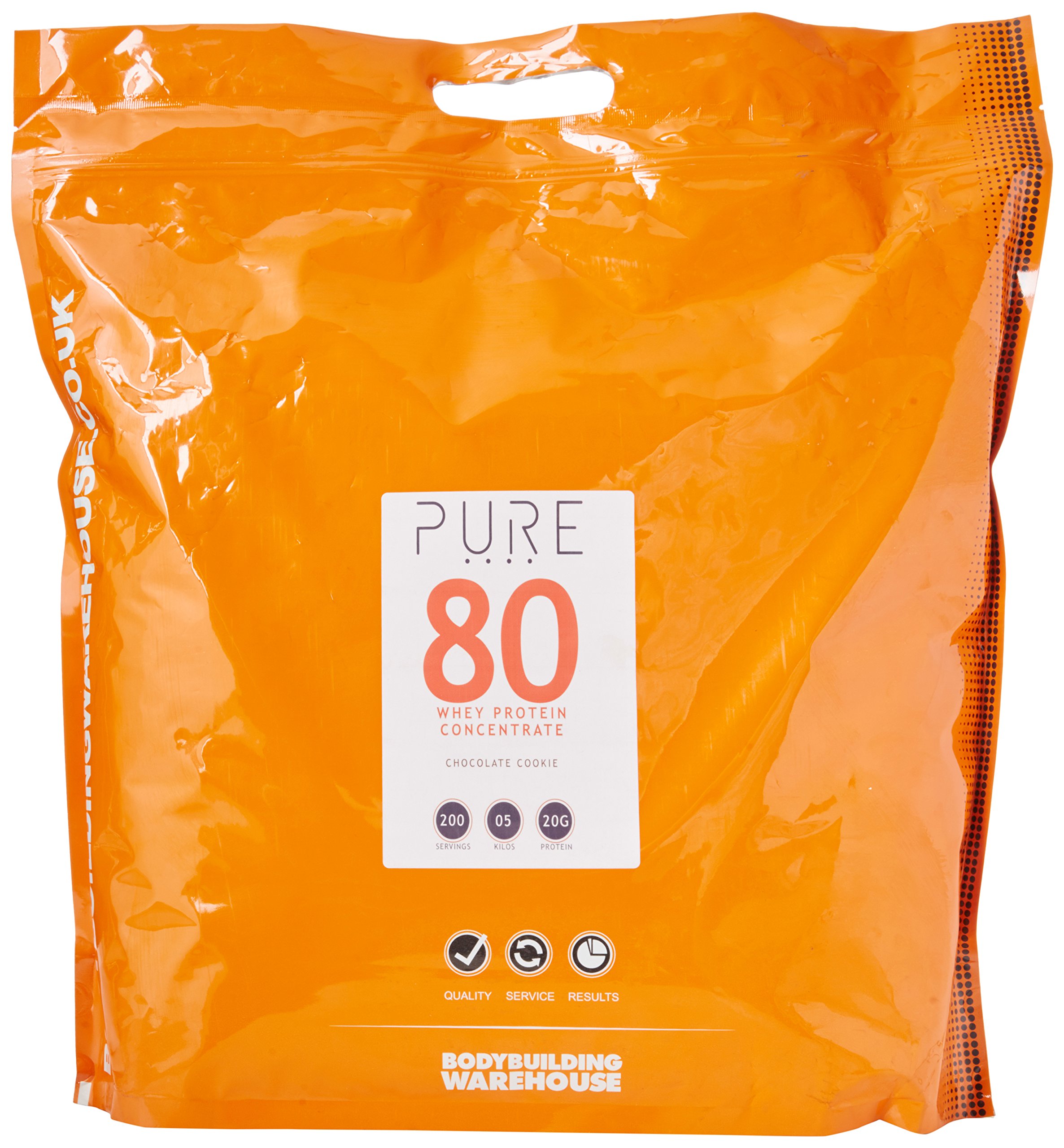 Pure Whey Protein Concentrate 80 - Premium Grass Fed, Low Carb, Low Fat Supplement - 20g Protein Per Scoop - Bodybuilding Warehouse (Chocolate Cookie, 5kg)