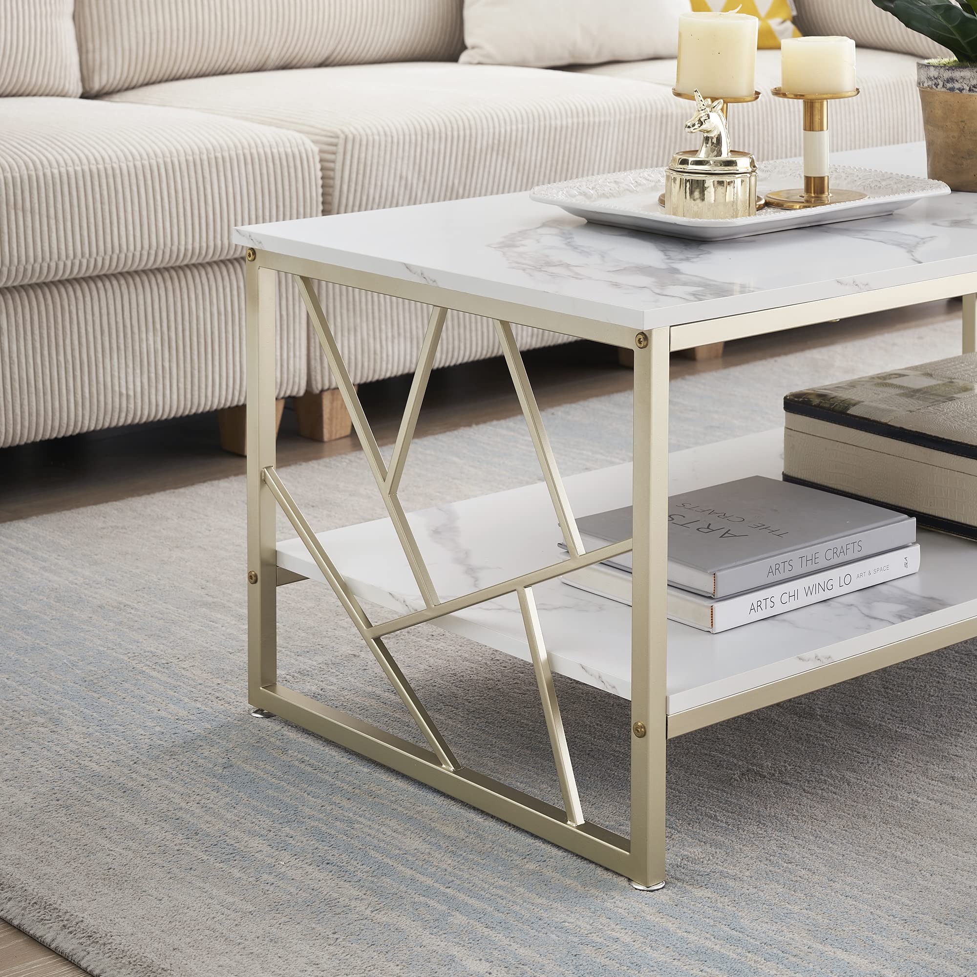 Dubbele salontafel goud met zwart glas - parky salontafels