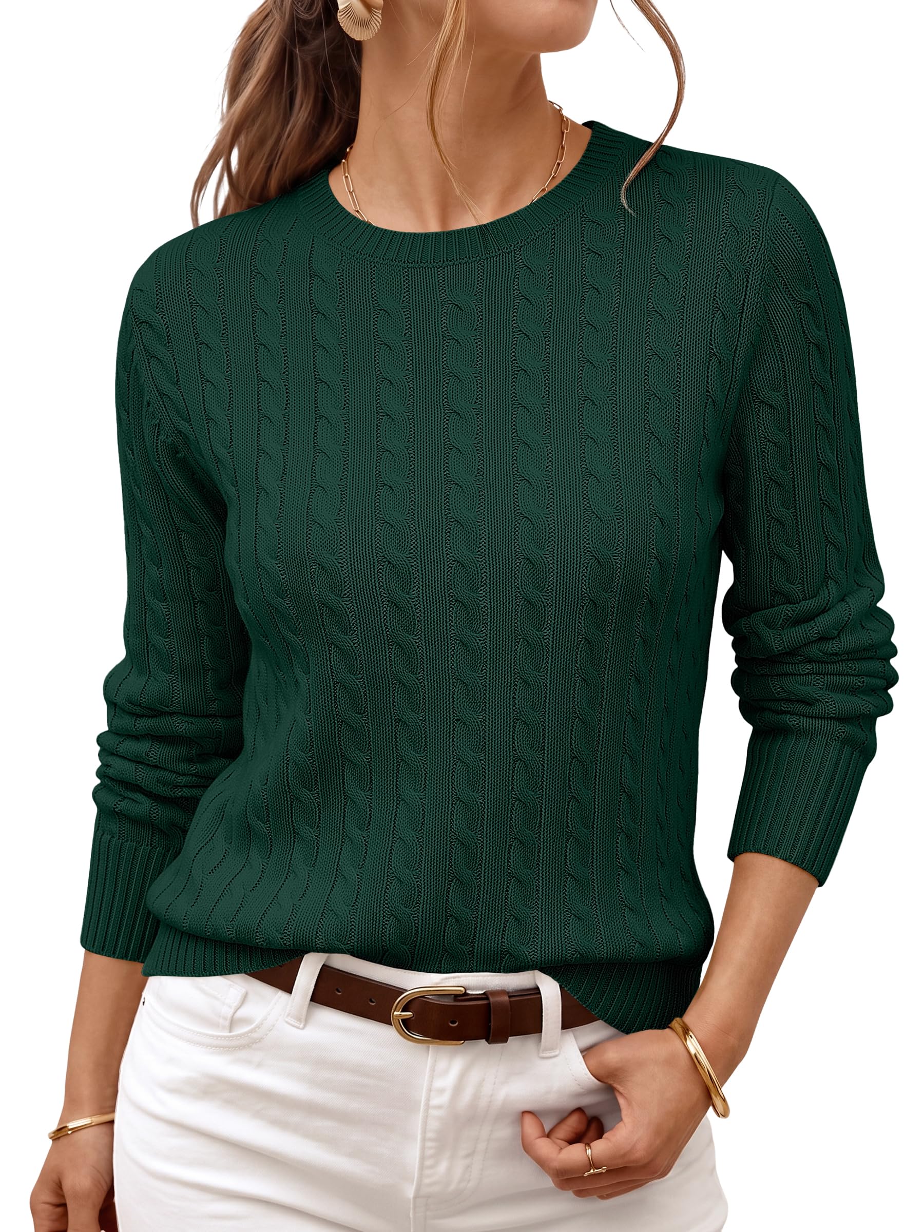 Womens Lightweight Cable Knit Soft Pullover Sweater Tops