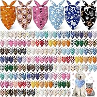 Kacctyen 200 Pack Bulk Dog Paw Bandanas - Adjustable Washable Pet Scarves for Small Large Dogs Cats, 50 Patterns