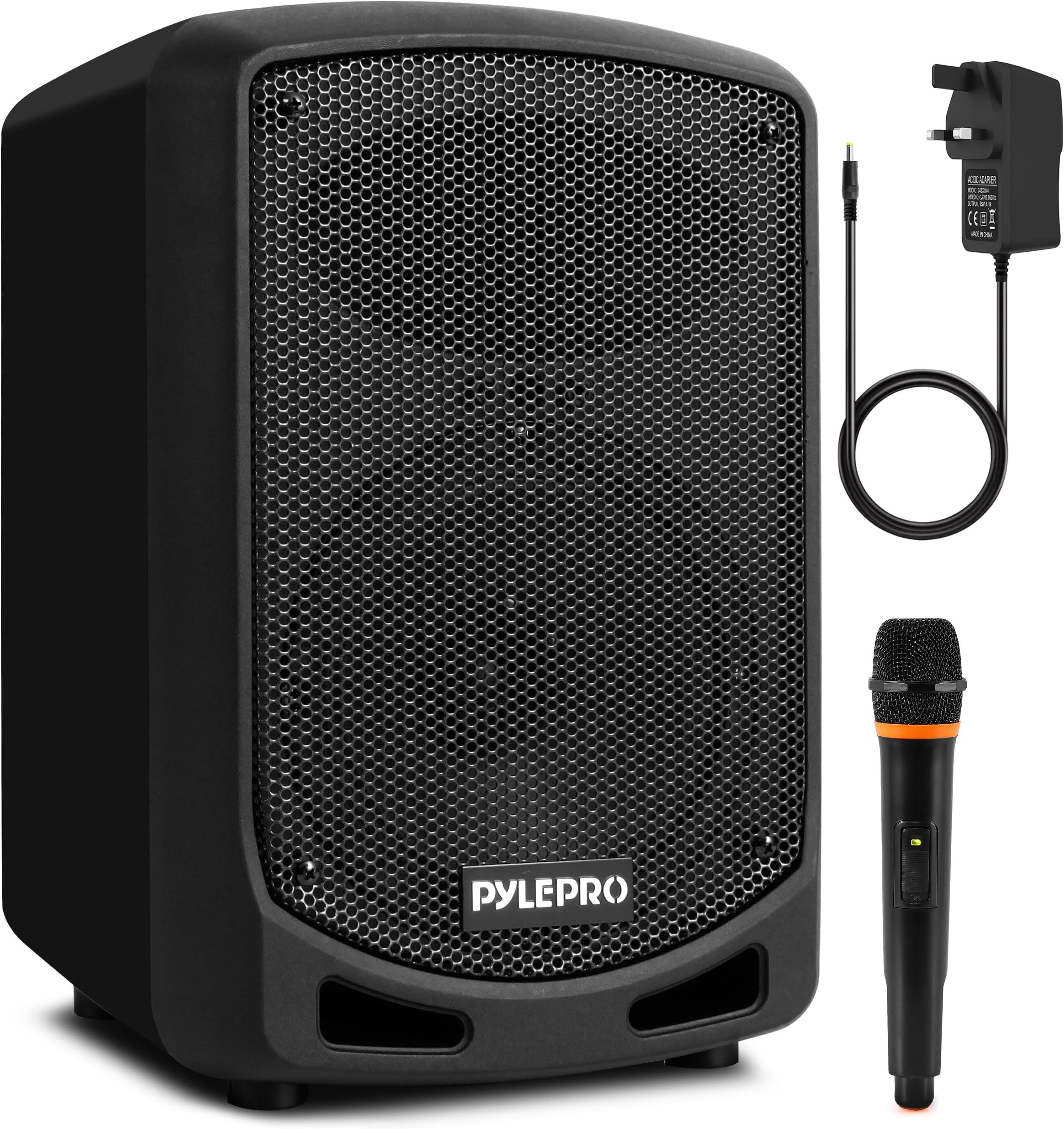 Pyle Bluetooth Karaoke PA Speaker - Indoor/Outdoor Portable Sound System with Wireless Mic, Audio Recording, Rechargeable Battery, USB/SD Reader, Stand Mount - for Party, Control - PSBT65A Black