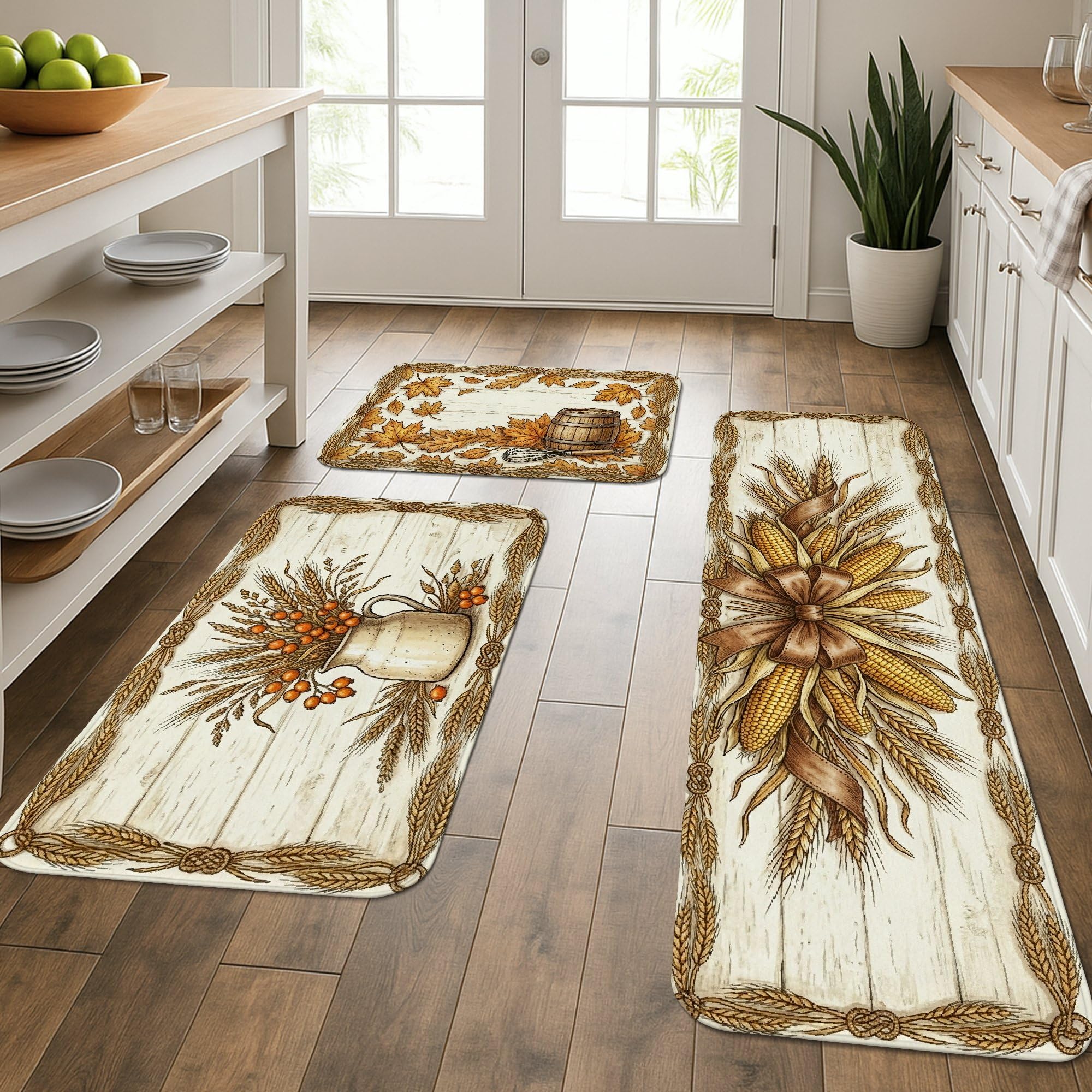 Tapis de cuisine doux lavable beige pour protéger le sol de la buanderie