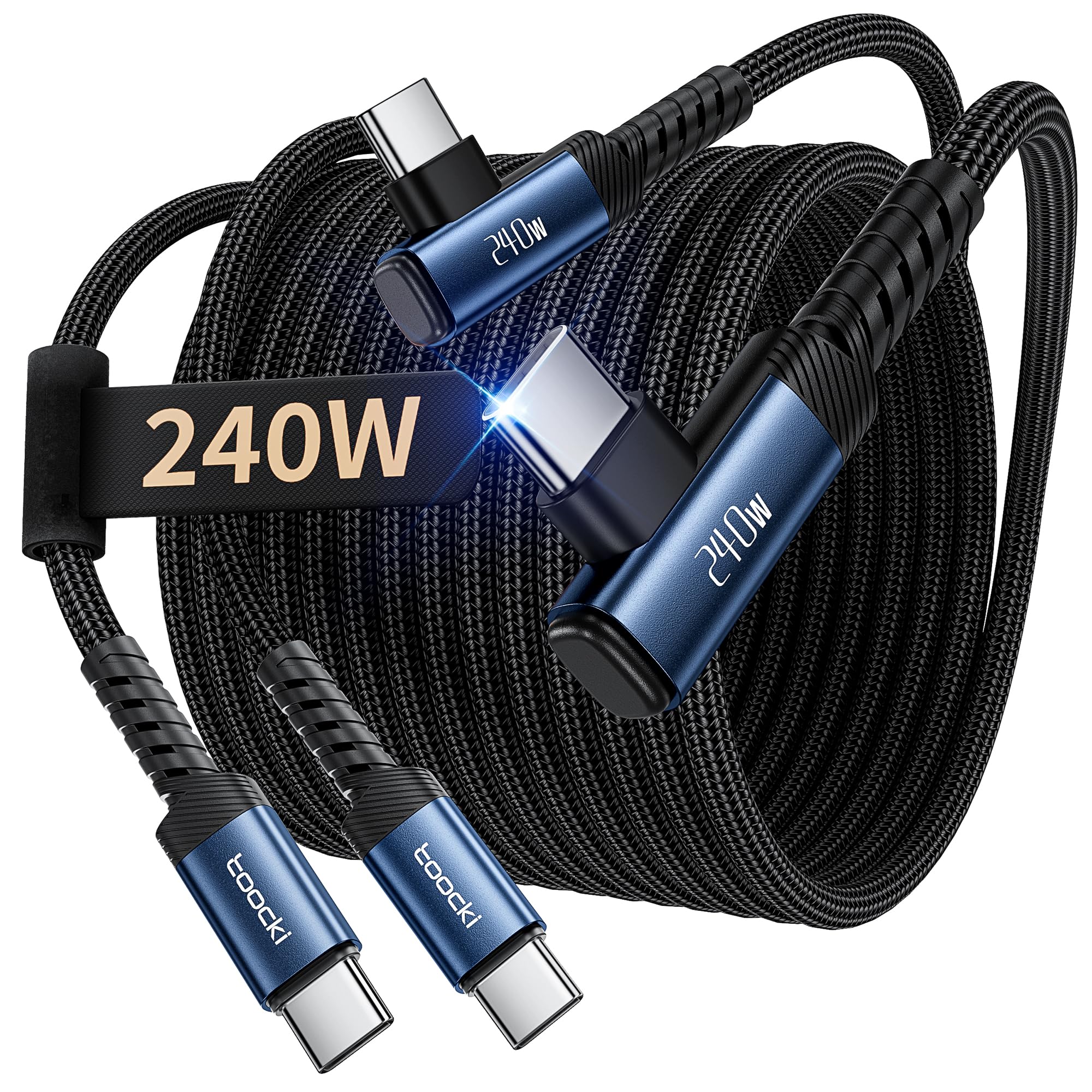 toocki Cavo USB C [confezione da 2, 3 m), 240 W, cavo di ricarica rapida tipo C, cavo USB 2.0 intrecciato in nylon per iPhone 16 15 Pro Max, iPad Pro, Samsung Galaxy S24 S23, Switch, MacBook Pro