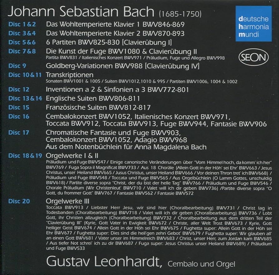 J.S.バッハ:鍵盤作品集成 レオンハルト(HC,OG) 20枚組 鍵盤作品集成 レオンハルト（20CD） : バッハ（1685-1750