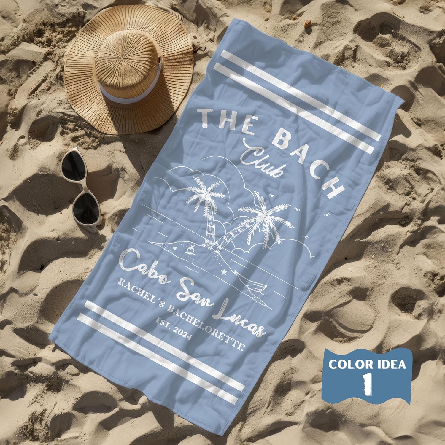 The Bach Club Beach Towel Custom Bride Towel Bachelorette Party Favor Coastal Bridal Shower Gift for Bridesmaids