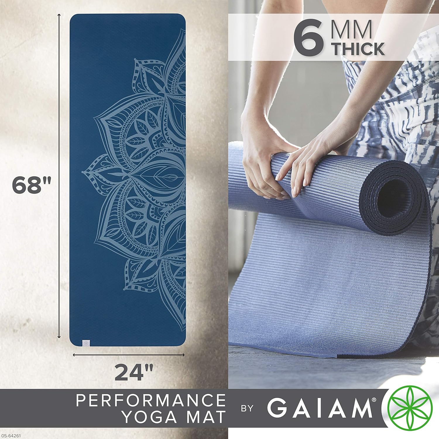 Gaiam Yoga Mat Performance TPE Exercise & Fitness Mat for All Types of Yoga, Pilates & Floor Exercises