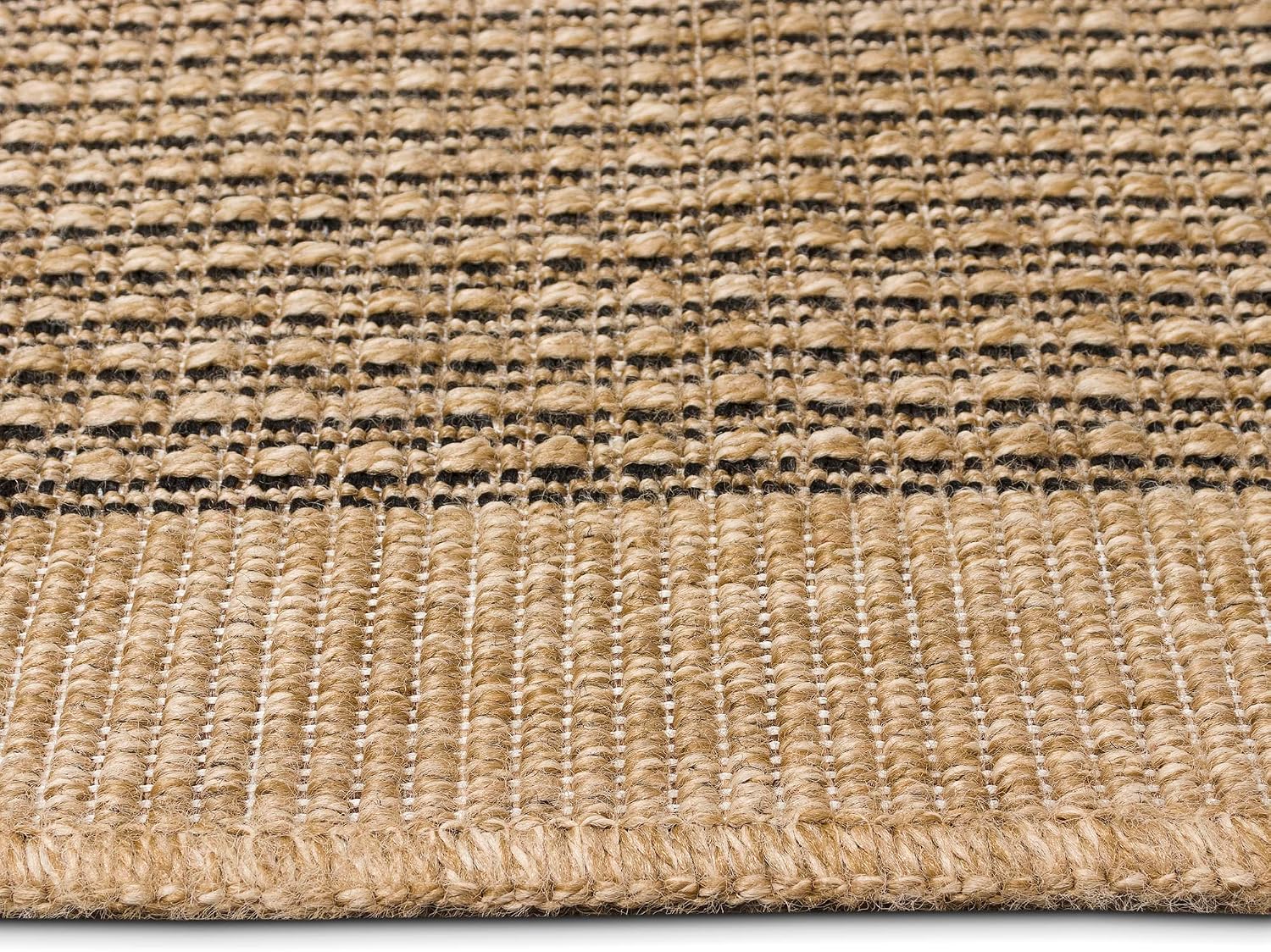 Liora Manne Sahara Indoor/Outdoor Power Loomed Synthetic Blend Low Profile Area Rug - Traditional Border Casual Accent (Texture Border Natural) (5'3" x 7'3")