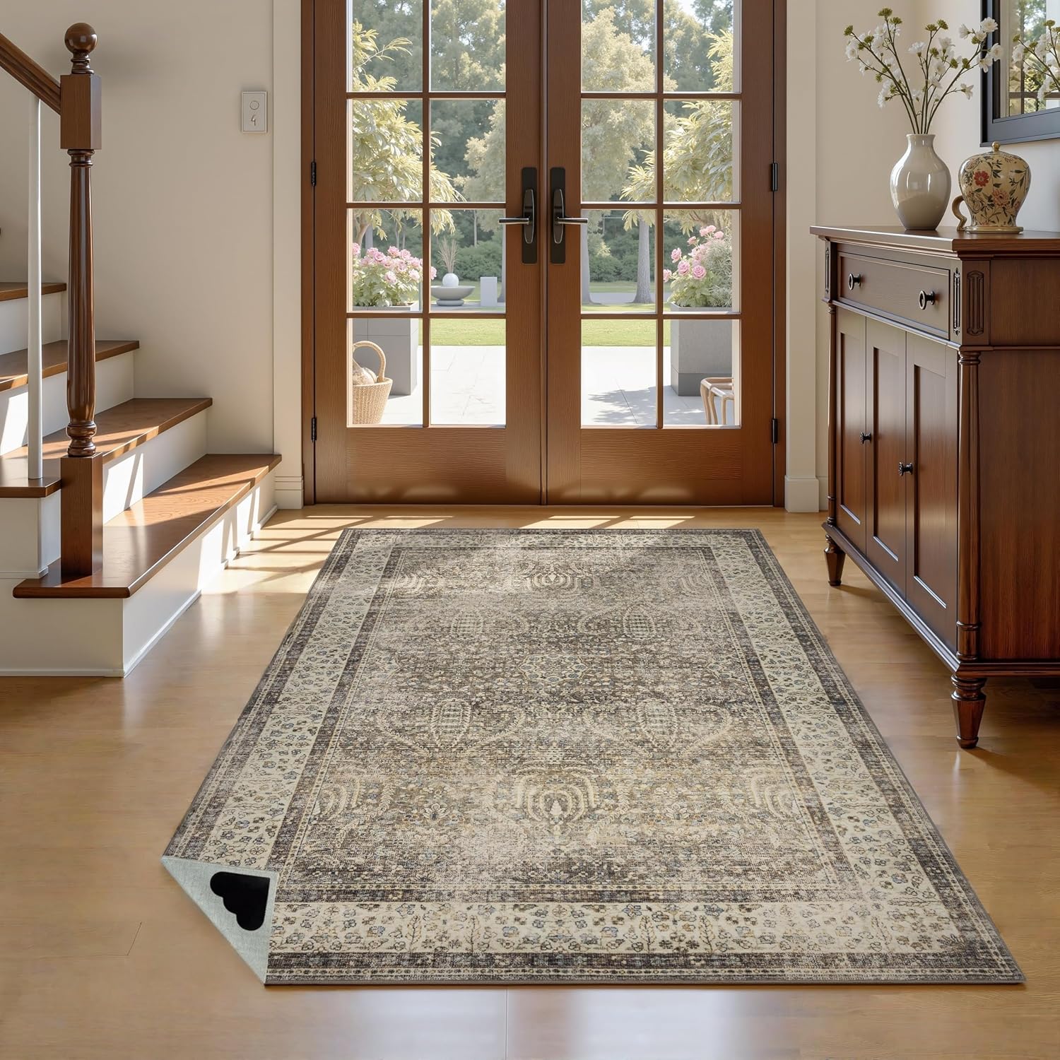 RCTJHOME 4x6 Washable Area Rugs for Hallway Non Slip Dining Room Rugs Soft Low Pile Entryway Indoor Mat