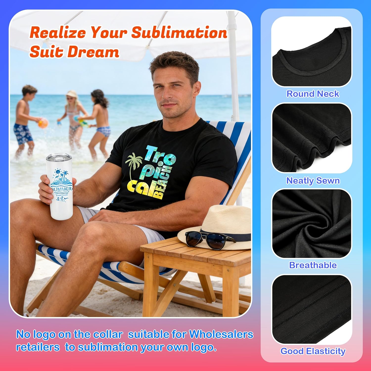 Joyclub Bundle of 5 PCS Black Blank t Shirts and 30 Pack Sublimation Tote Bags