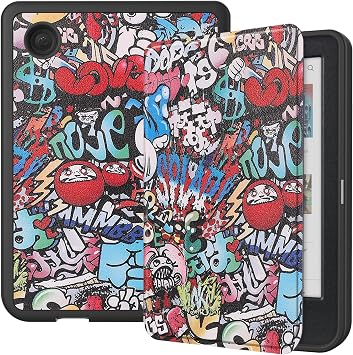Case for KOBO Clara Colour/Clara BW 6 Inch PU Leather Case Slim Lightweight Smart Protective Shell With Auto Sleep/Wake Flip Cover Holster Graffiti Pattern