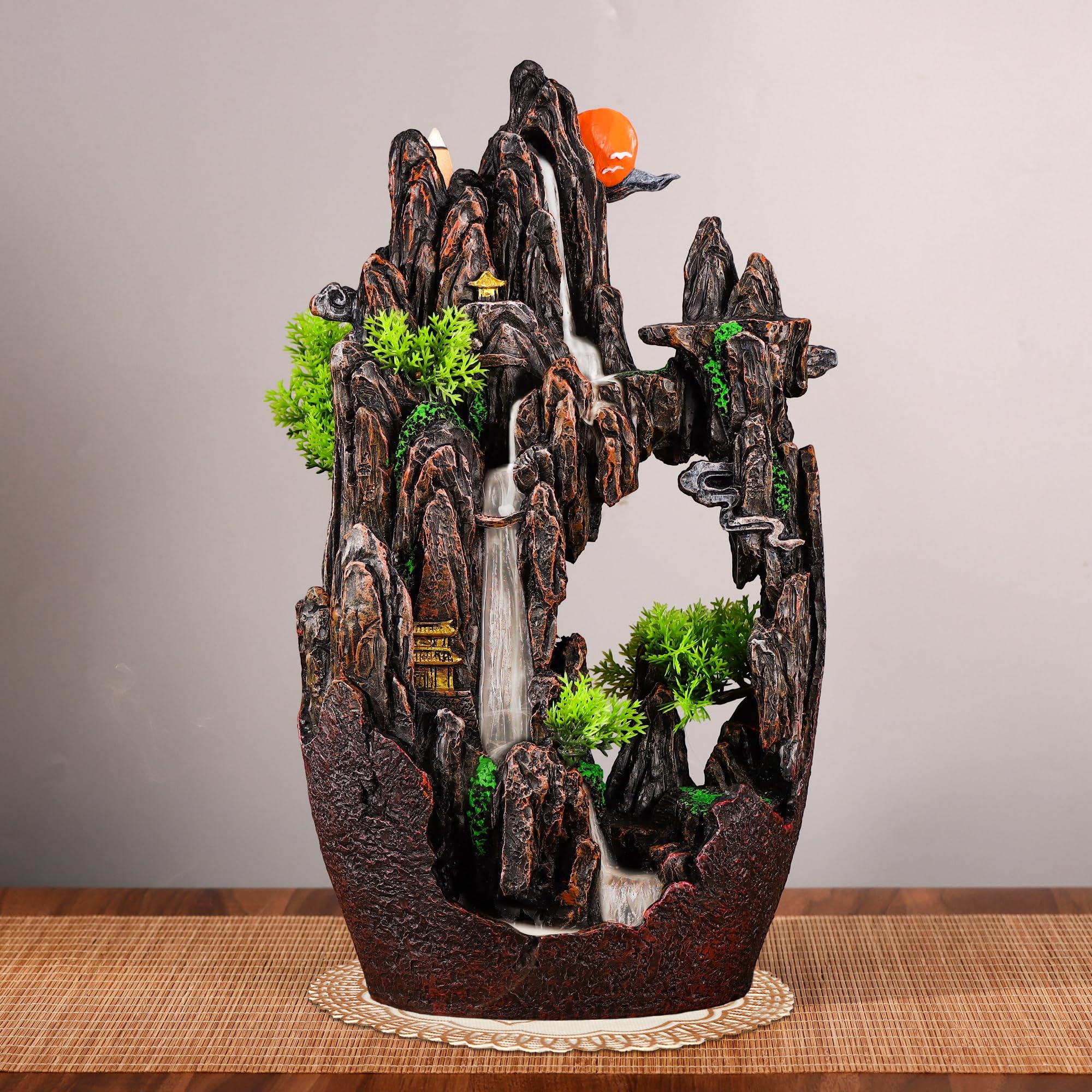 Backflow Incense Burner Incense Fountain Insence Burner Waterfall Rookwaterval Backflow Wierookbrander Home Decor Creative Wierook Houder Draagbare Hars Censer Mountain River Crafts-Backflow Brander_2