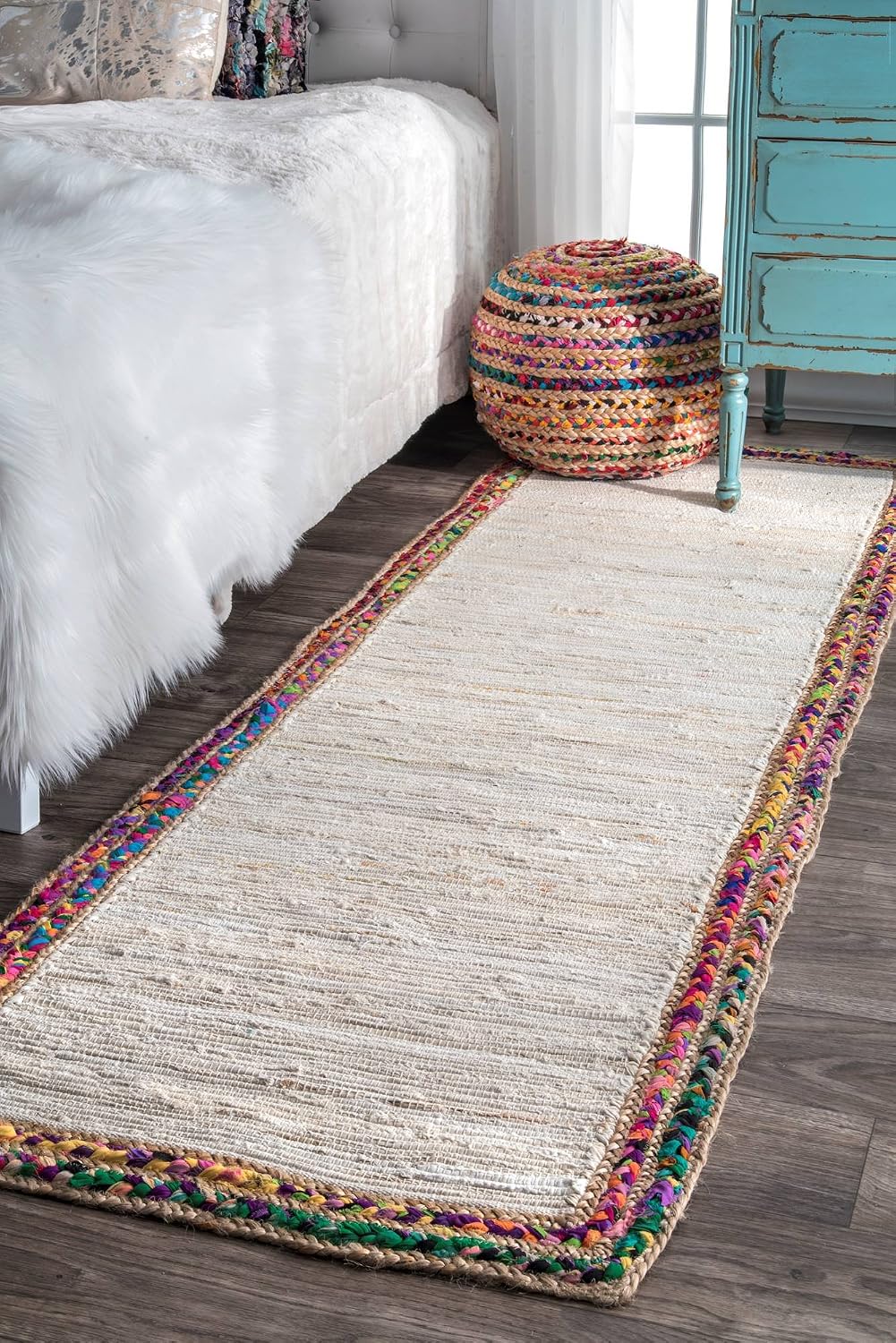 nuLOOM Handwoven Braided Darline Runner Rug, 2' 6" x 8', Ivory