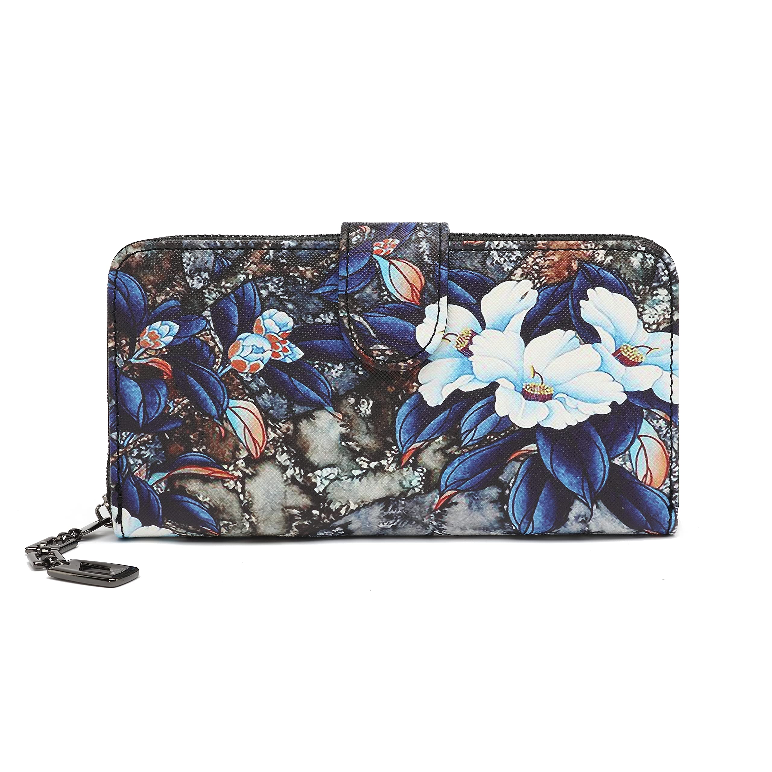 Portefeuille Femme Court – Cuir Synthétique Motif Mandala Ethnique, Fermeture Éclair + Bouton, Format Pratique