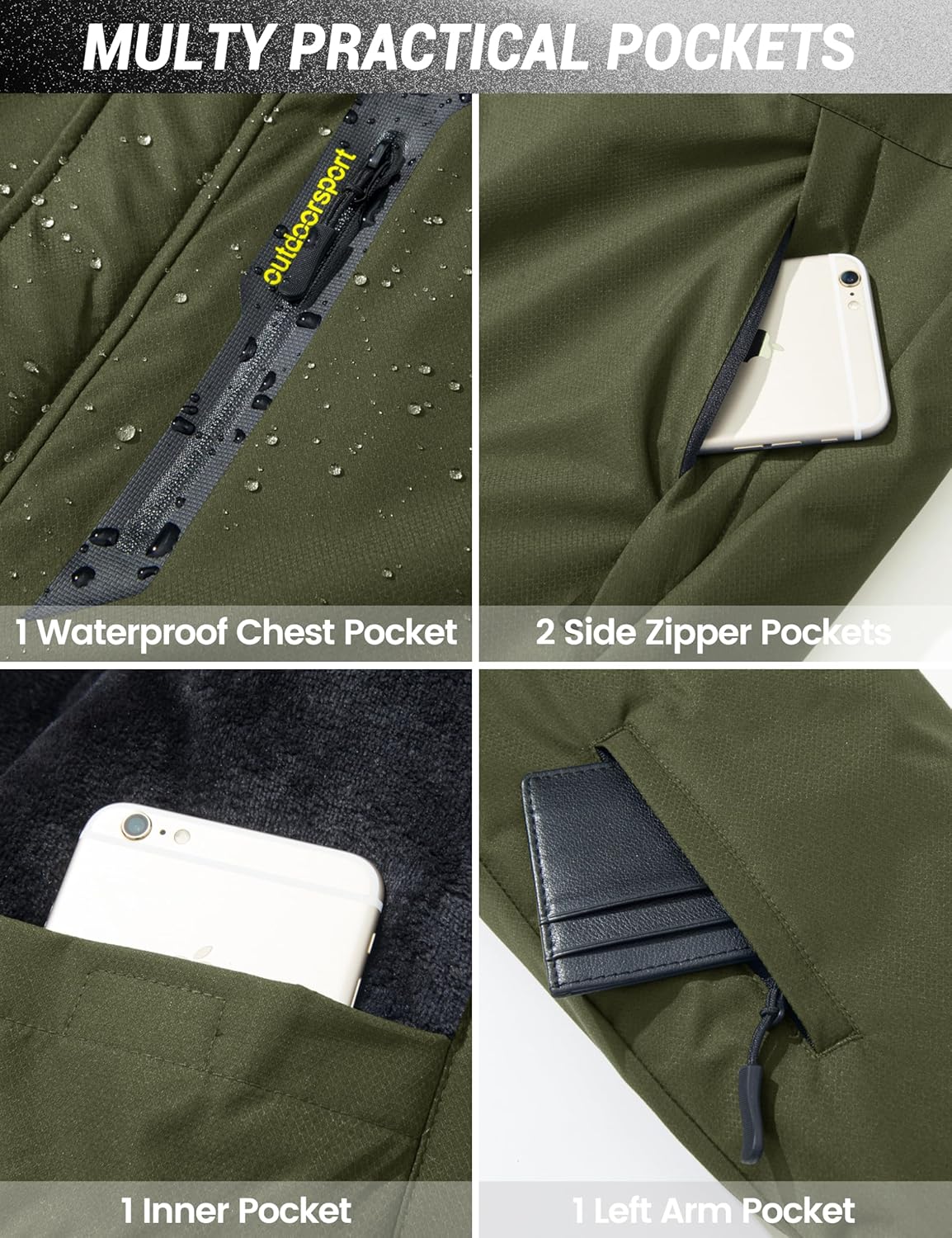 MAGCOMSEN Mens Winter Jacket Ski Snow Waterproof Jackets Warm Fleece Snowboard Coat Parka Raincoats with Multi-Pockets - Image 5