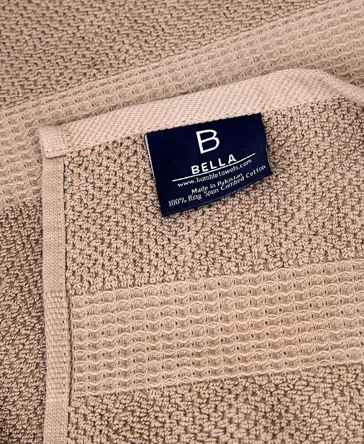 Bella 6 PC Towel Set | 100% Combed Cotton, Tan Popcorn Weave Design | Ultra Soft & Highly Absorbent | 2 Bath Towels, 2 Hand Towels, 2 Wash Cloths | 550 GSM - 6 Pack