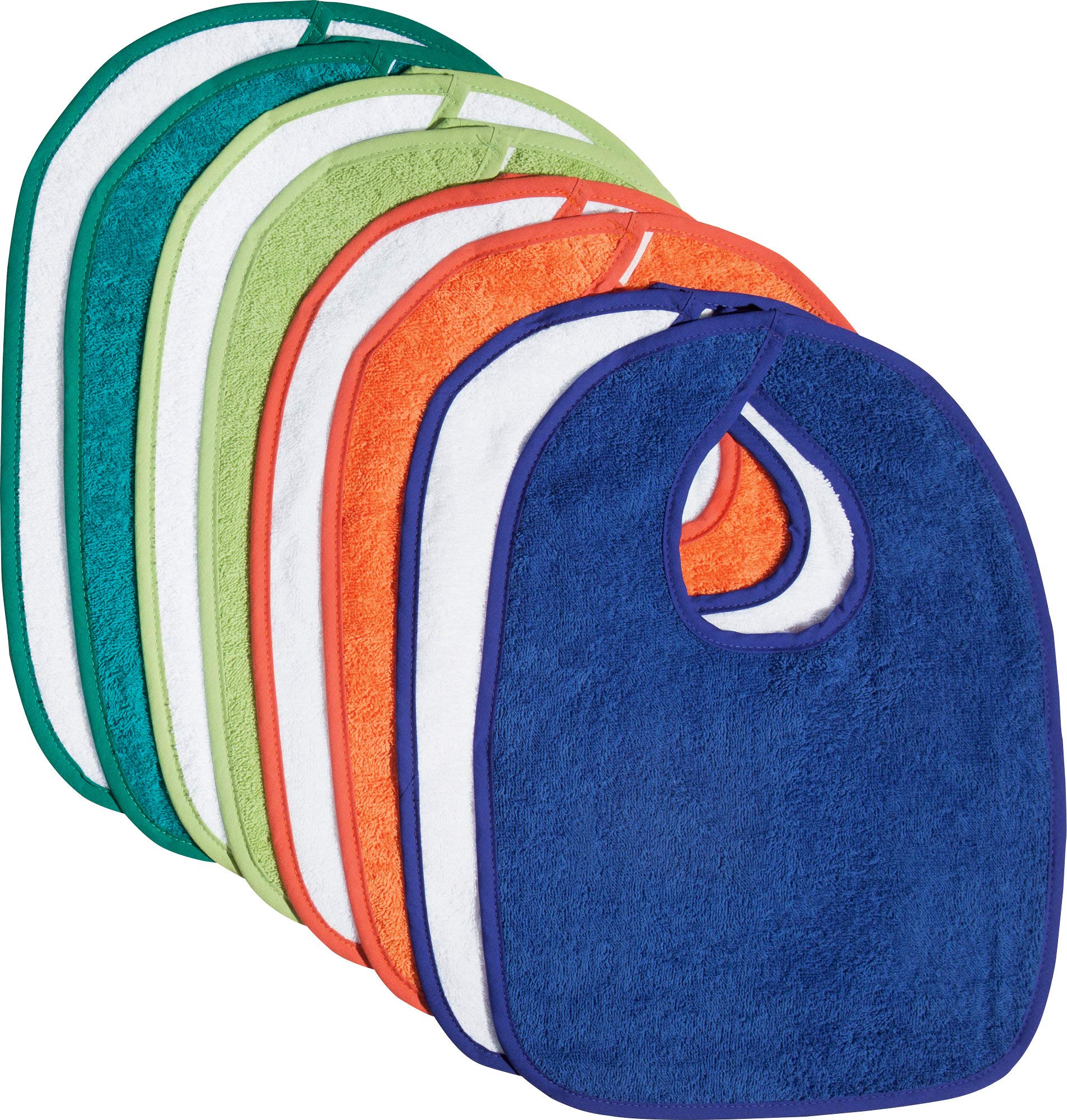 Erwin Müller Baby-Lätzchen, Kinder-Latz 8er-Pack Frottier kräftig Größe - 100% Baumwolle, mit Klettverschluss, flauschig weich