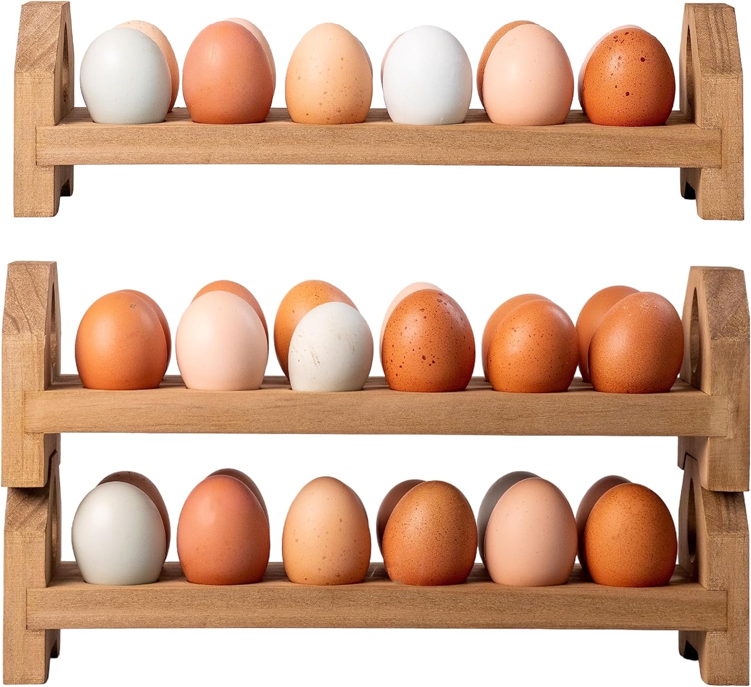 Farmhouse Stackable Wood Egg Holder - Egg Storage Tray (3)