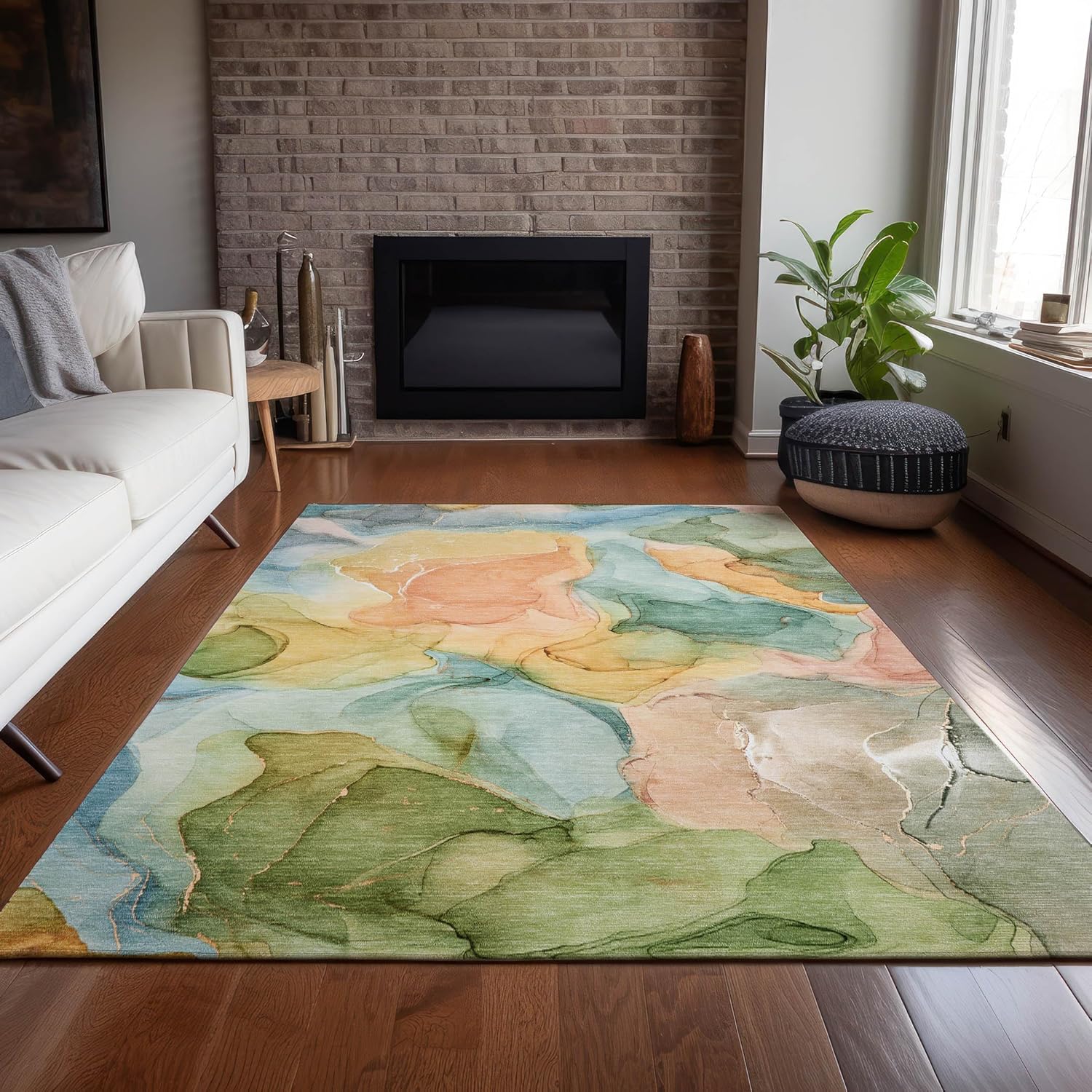 Addison Rugs Chantille ACN504 Blue 2'6" x 3'10 Indoor Outdoor Area Rug, Stain Resistant, Machine Washable, Non Shedding, Bedroom, Living Room, Dining Room, Kitchen Rug
