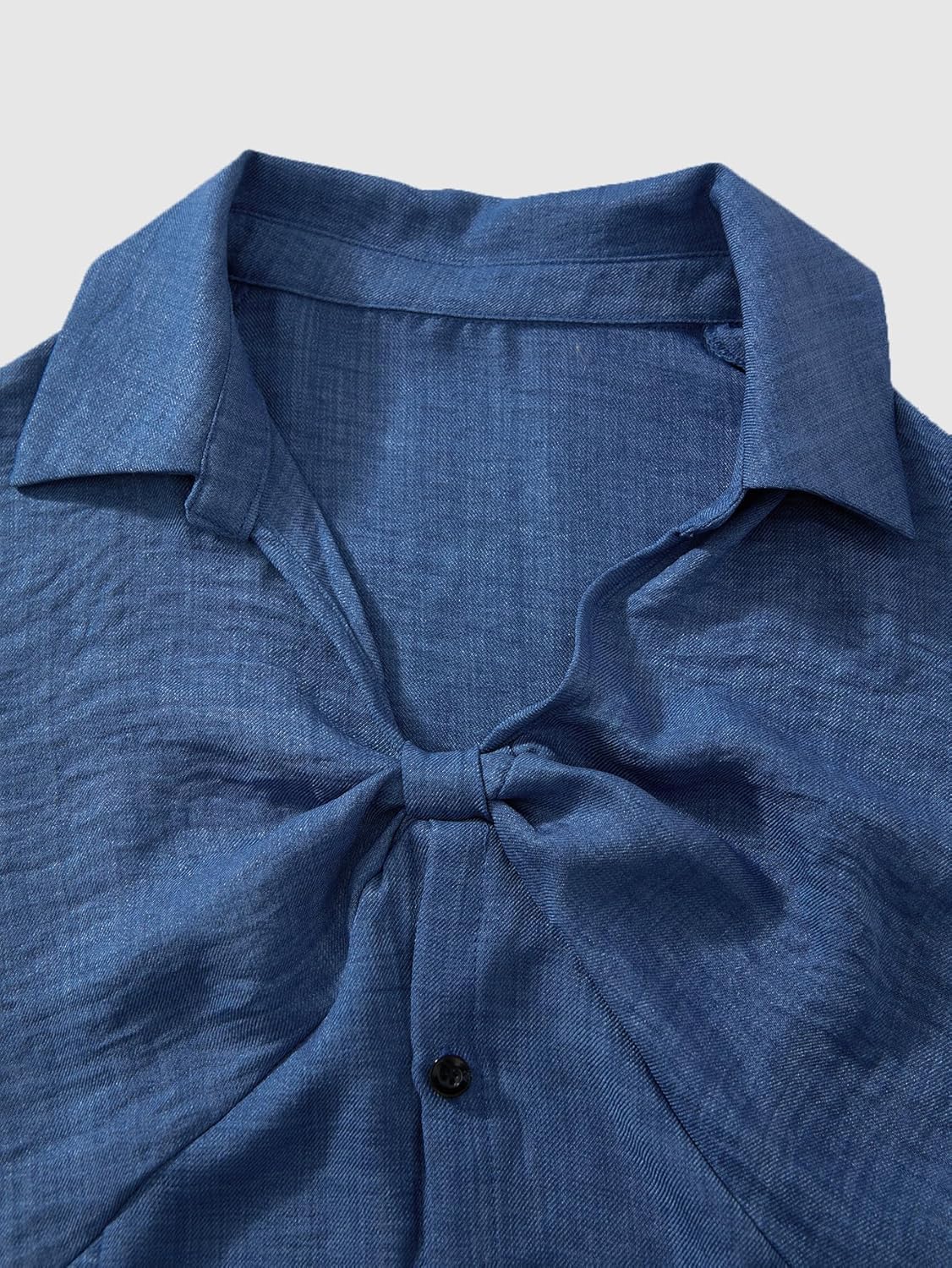 Women's Summer Twist Front Cap Sleeve Blouse Elegant Collar V Neck Fitted Dressy Casual Tops - Image 3