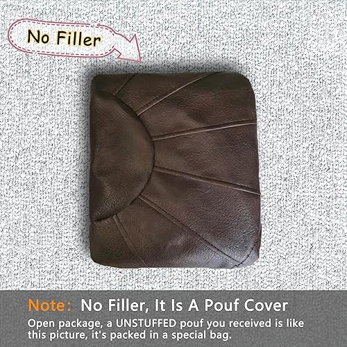 Miniatura 32 de Thgonwid Puf de almacenamiento marroquí sin rellenar, asiento otomano hecho a mano, de piel sintética, reposapiés, para sala de estar, dormitorio o