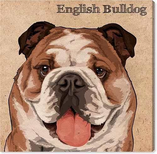 The Oliver Gal Artist Co. Animales - Lienzo decorativo para pared, diseño de bulldog inglés, 30.0 x 30.0in, color marrón