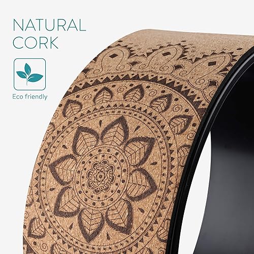 Miniatura 3 de Navaris Rueda de corcho para yoga, soporte para estiramiento, flexibilidad, curvas de espalda, ayuda a profundizar las posturas y estirar la