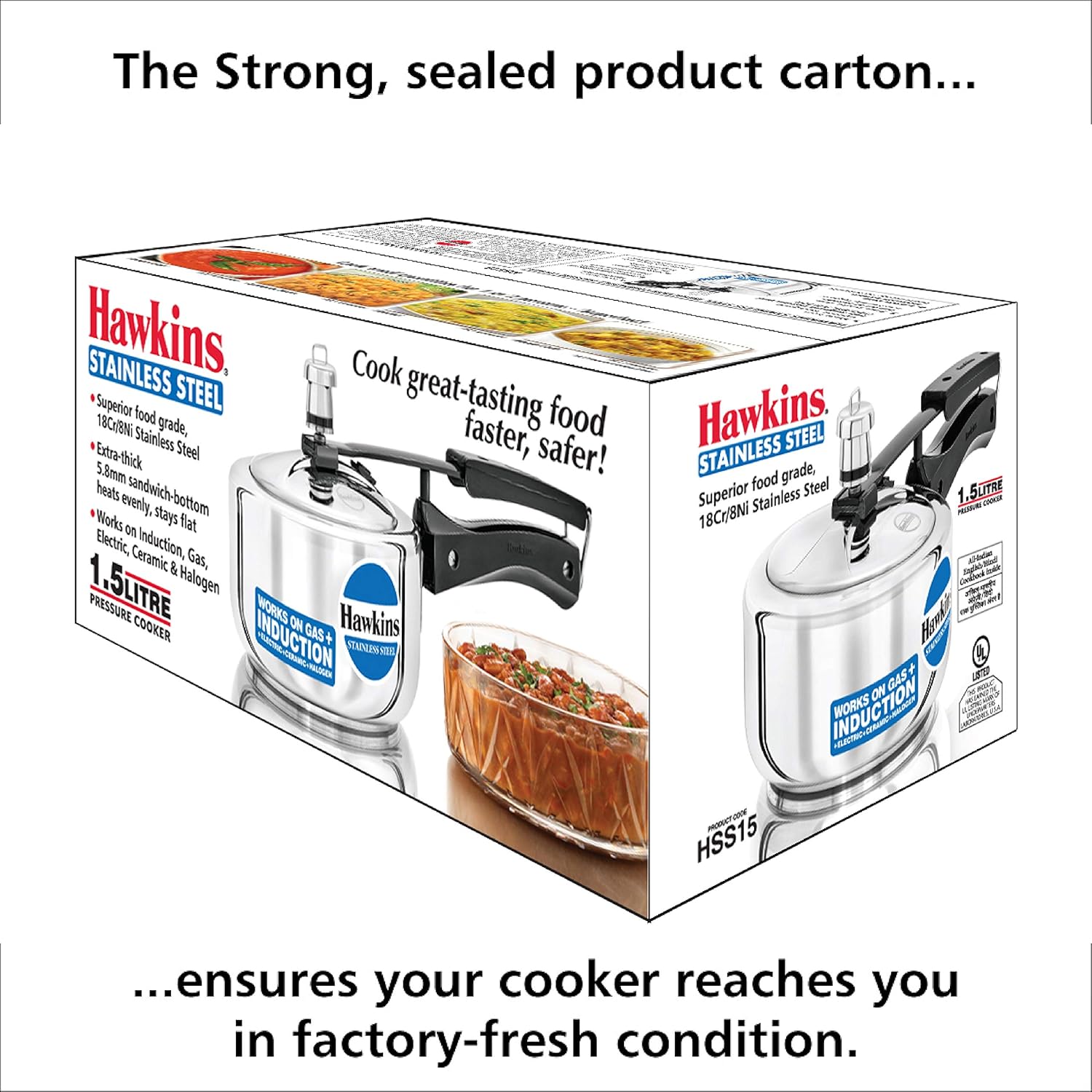 Hawkins Stainless Steel Pressure Cooker, 1.5 Liter, Silver: Home & Kitchen