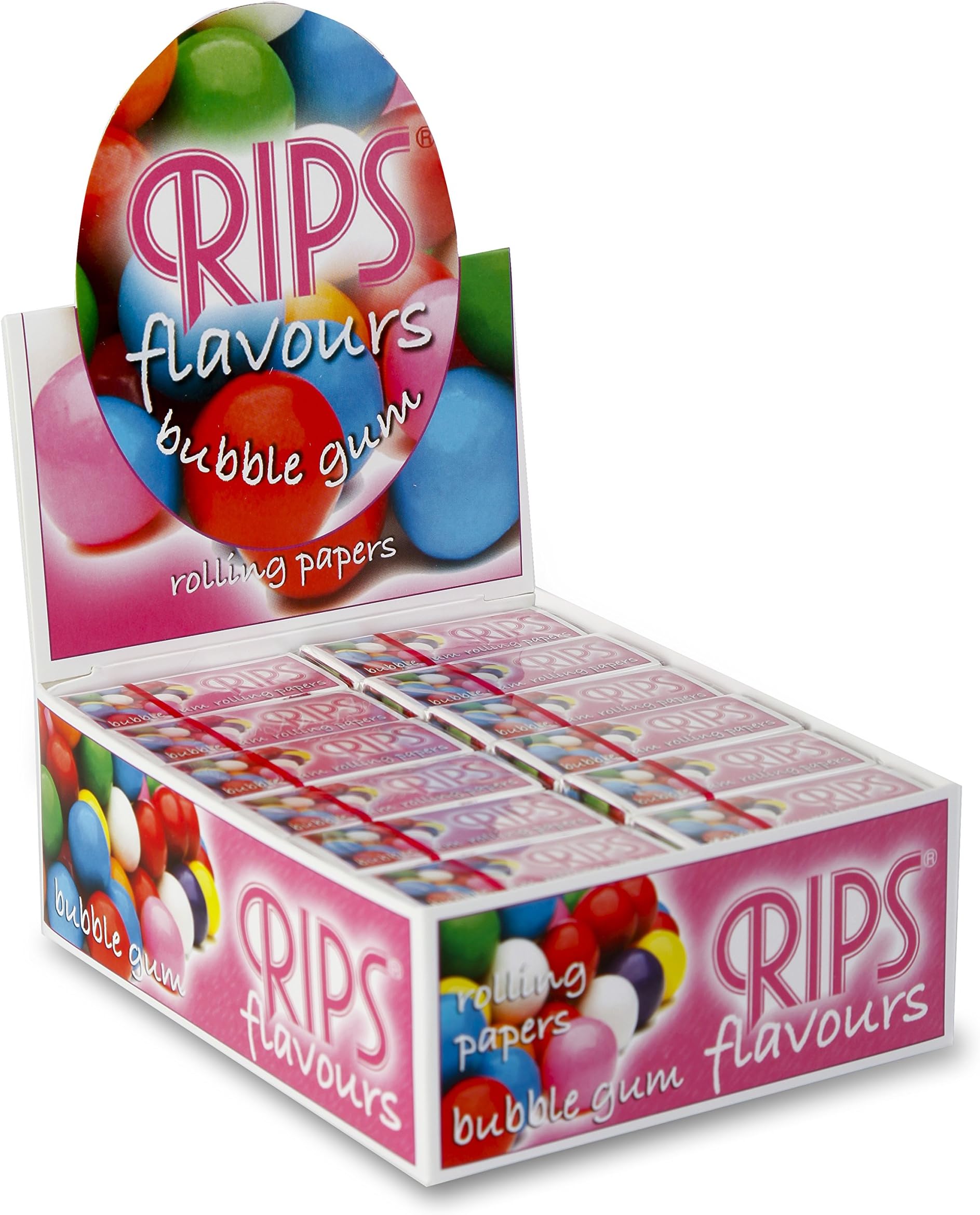 BUBBLE GUM flavour rolling paper 24 rolls full box by Makbros