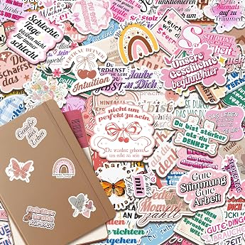 Pack of 100 German Sayings Sticker Set Stickers Motivation Funny Waterproof as Scrapbook Accessories Bullet Journal Accessories Sticker Book Adult Gifts for Teenagers