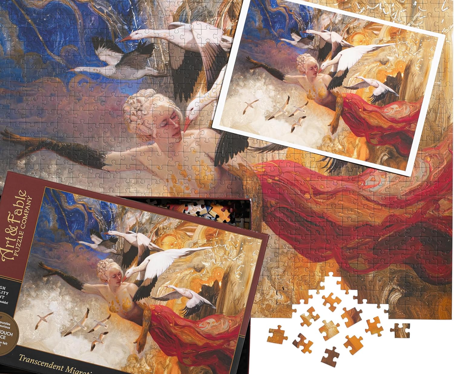 Art & Fable Puzzle Company Transcendent Migration by Julie Bell 750 Piece Fine Artwork Premium Adult Jigsaw Puzzle