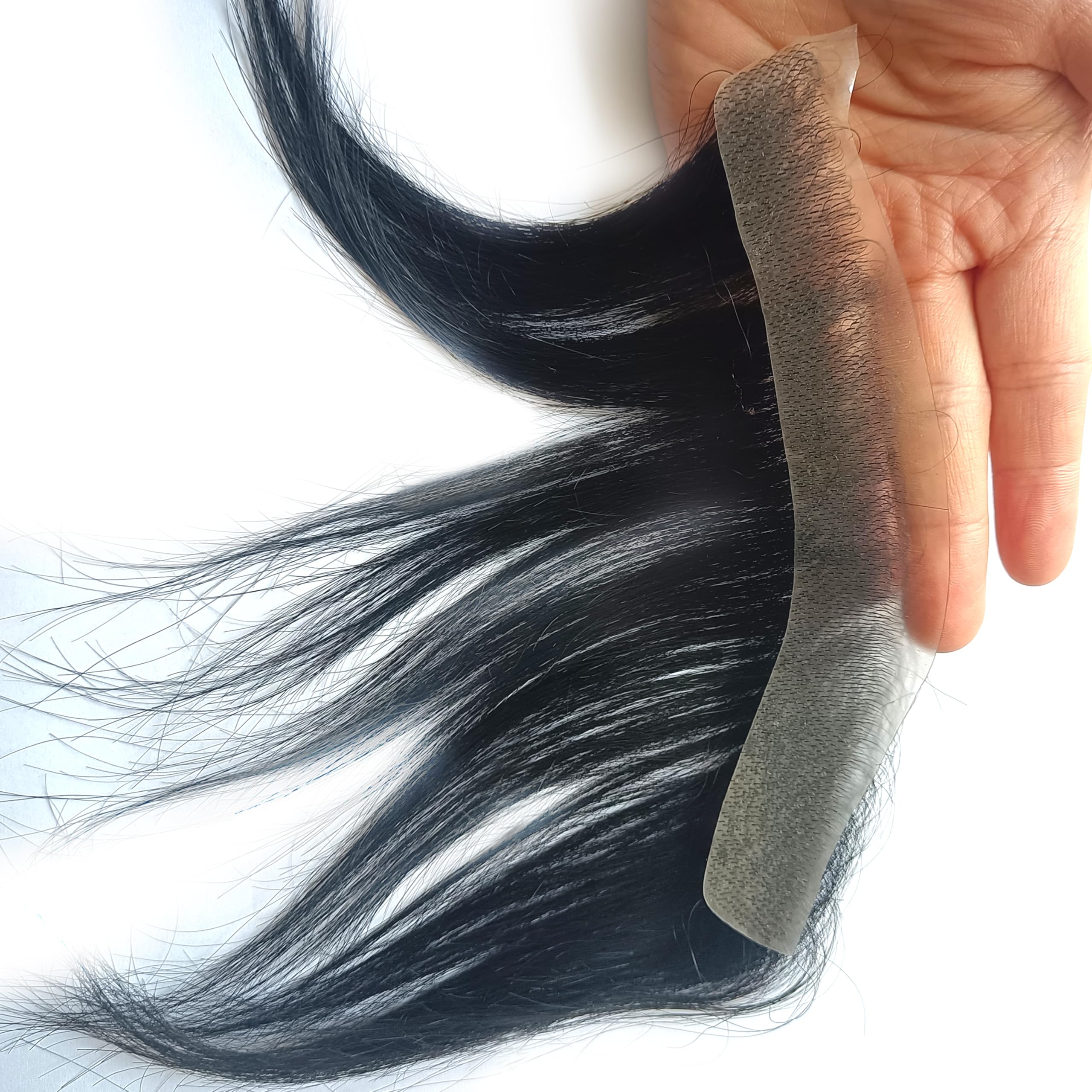 Choshim Forehead Hairline Toupee for Men 100% Human Hair V-Shape Natural Hairline Hair Replacement System Men’s Front Hairpieces Toupee Natural Black