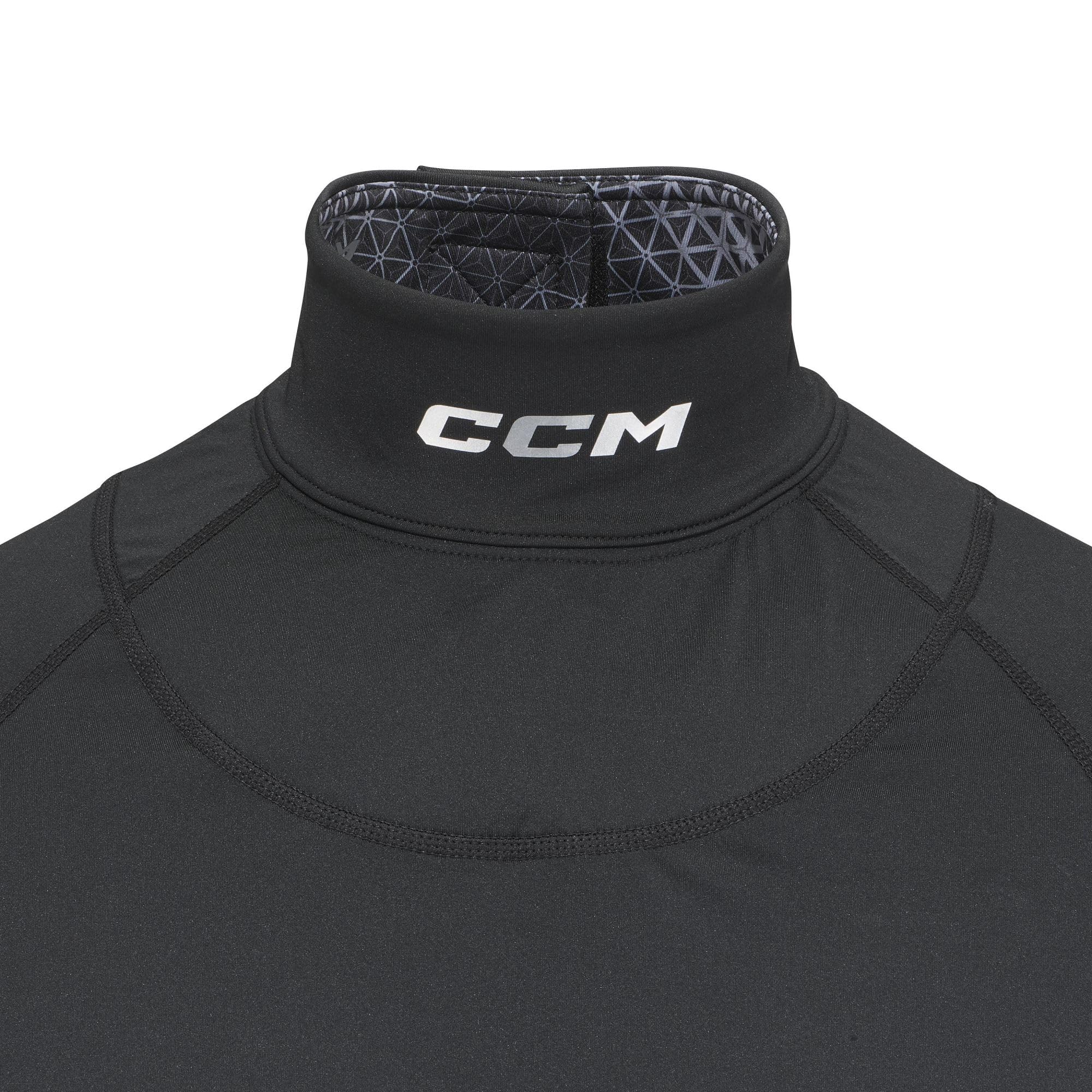 CCM Youth T-shirt à manches longues avec protection du cou anti-coupures pour enfant Noir