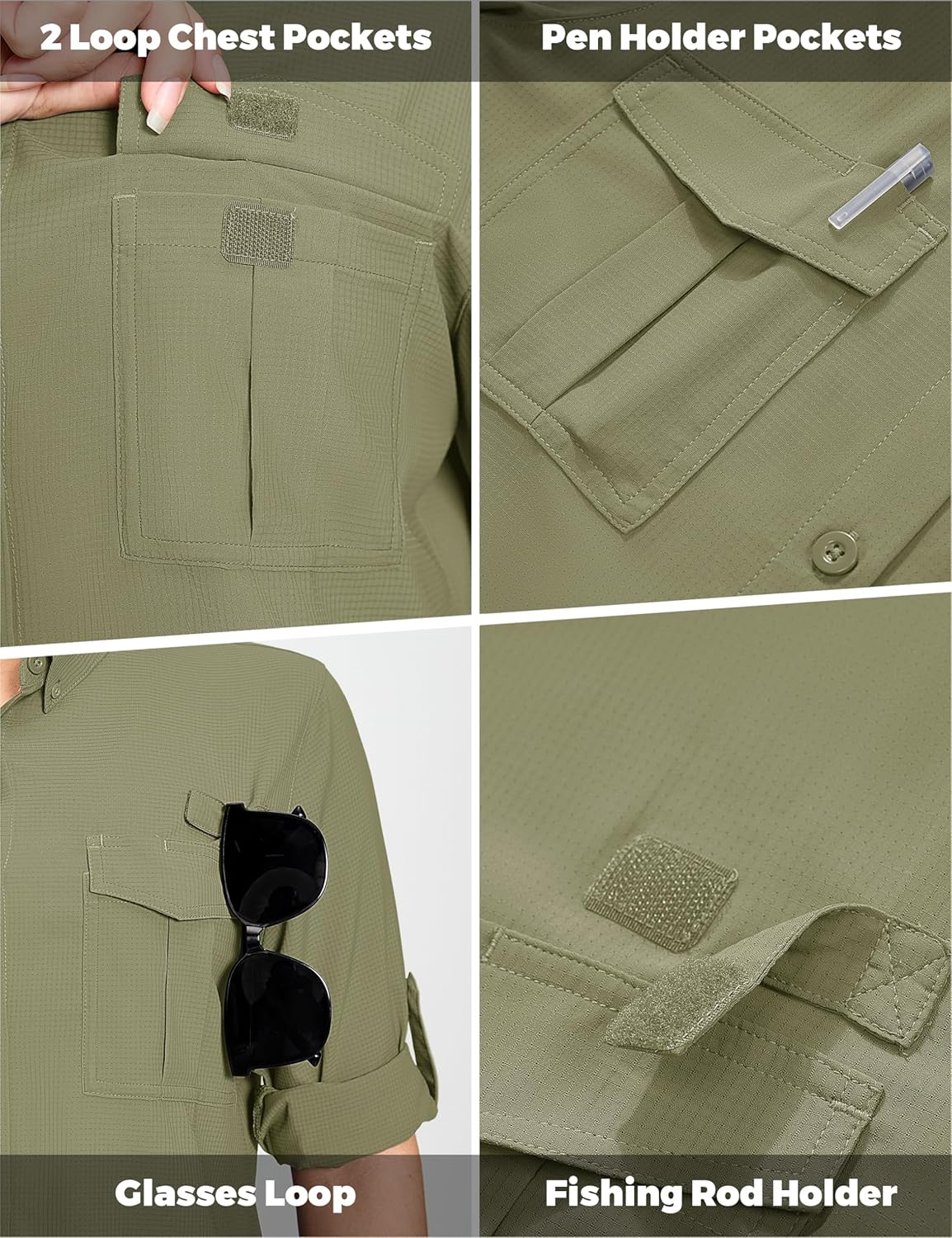 MAGCOMSEN Women's UPF 50+ Long Sleeve Fishing Shirts UV Sun Protection Quick Dry Button Down Safari Hiking Travel Shirts - Image 5