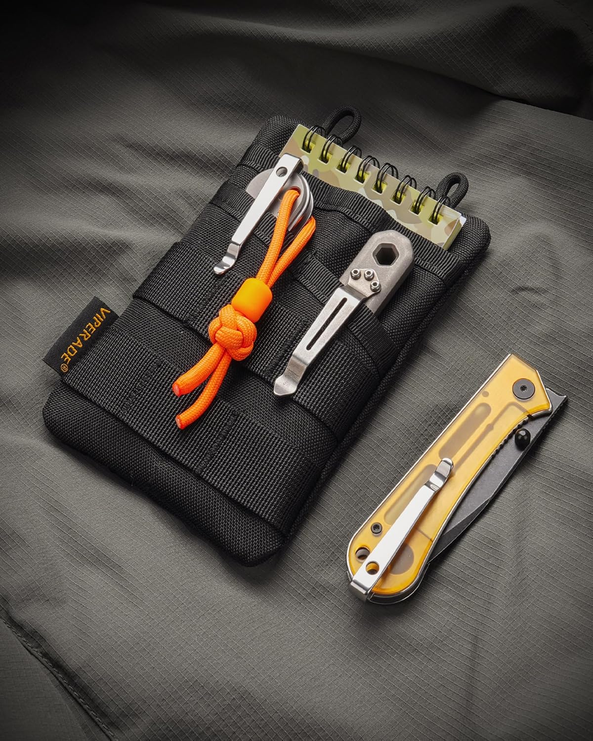 VIPERADE VE3 Tool Pouch Pocket Organizer, Nylon Tool Belt Pouch with 4 Pockets Tool Storage EDC Pouch for Flashlight/Pocket Knife, Tactical Pen, Notebook (Black) - Image 7