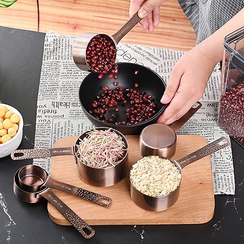 Miniatura 6 de Smithcraft Juego de tazas y cucharas medidoras, juego de tazas y cucharas medidoras de cobre, tazas y cucharas medidoras de acero inoxidable,