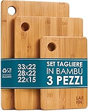 LARHN. Bamboo Wood Kitchen Cutting Board Set - 3 Pieces Extra Thick 1.5 cm - Kitchen Cutting Board 33 x 22 / 28 x 22 / 22 x 15 cm - Durable, Easy to Clean and Gentle on Blades