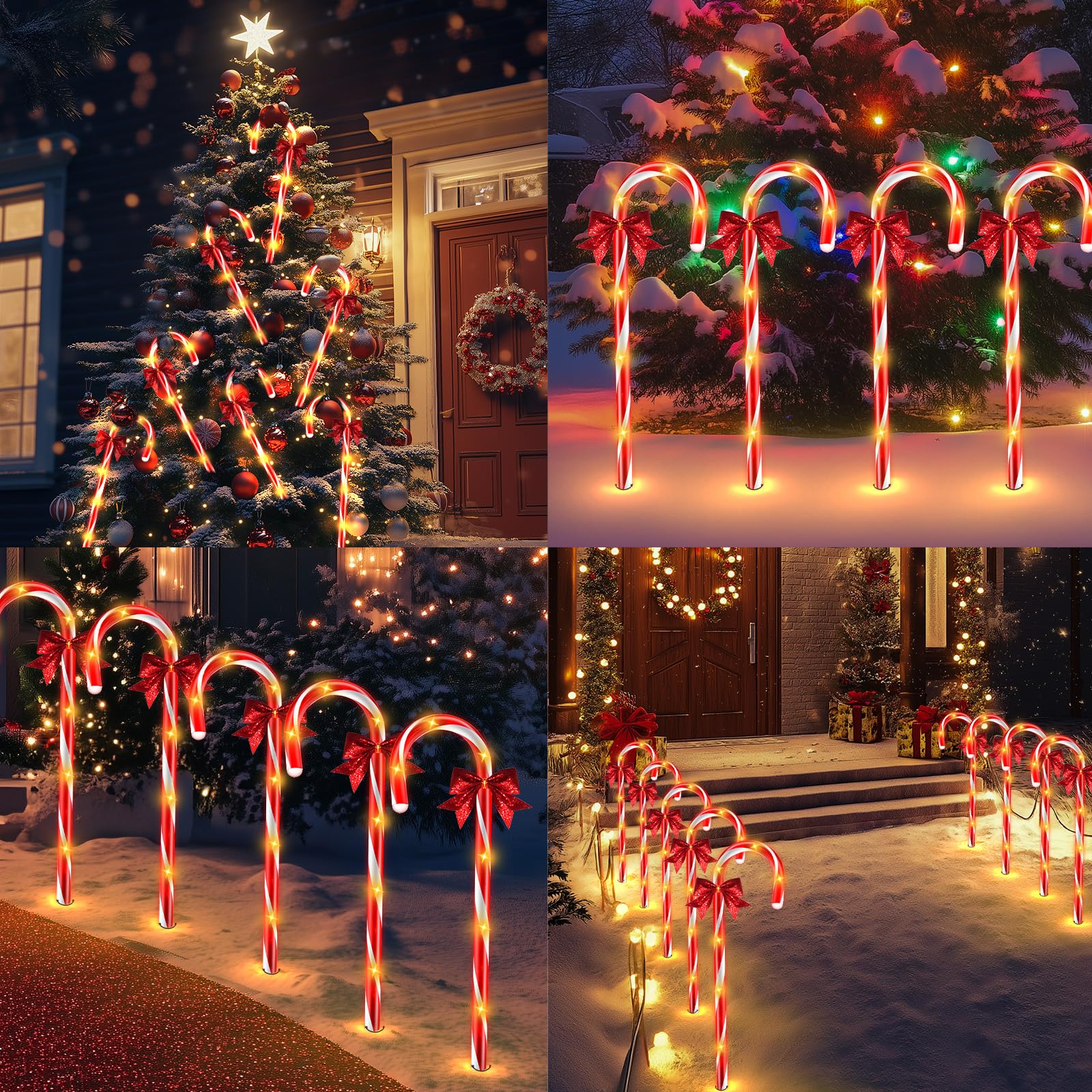 HELESIN Zuckerstangen Lichterkette Weihnachtsdeko Aussen 14 Stück, 12 Modi Timer Christbaumschmuck Zuckerstangen Beleuchtet Außen mit 84 LED, Wasserdicht Weihnachtsbeleuchtung Außen fur Garten Deko