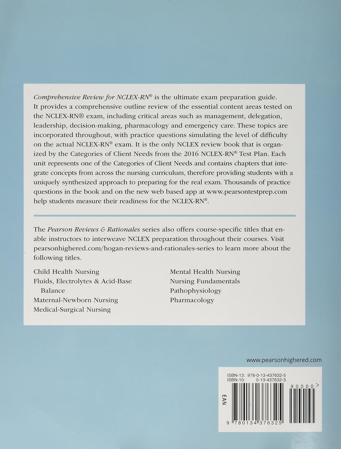 Pearson Reviews & Rationales: Comprehensive Review for NCLEX-RN (Hogan, Pearson Reviews & Rationales Series)