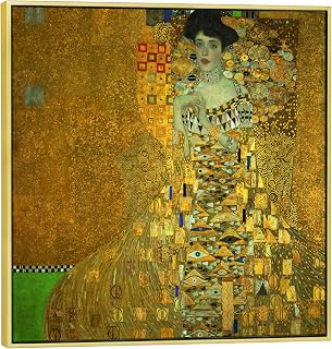 Wieco Art Gold Framed Art Portrait of Adele Bloch-Bauer I,1907 by Gustav Klimt Famous Artwork Oil Paintings Reproduction for Living Room Home Decor